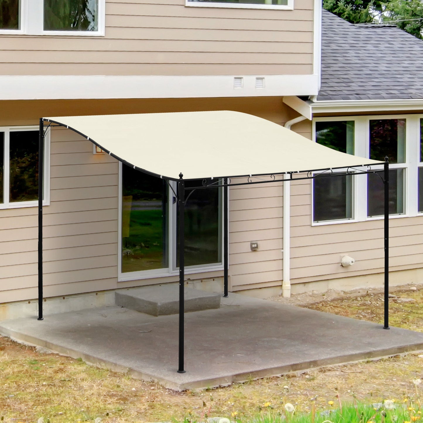 Nancy's Chiwa Camp Paviljoen - Pergola - Terrasoverkapping - Zwart - Staal, Polyester - ± 300 x 300 cm