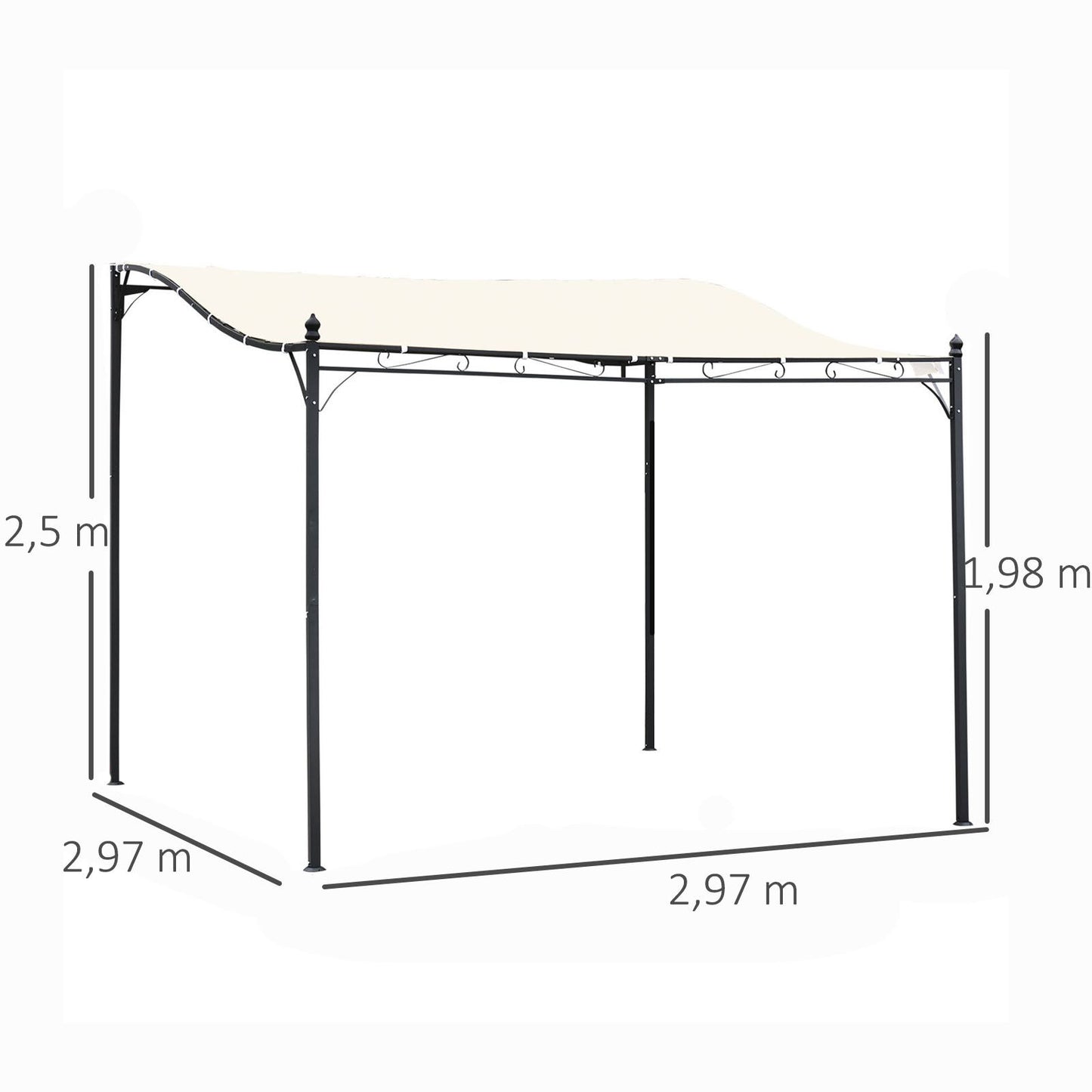 Nancy's Chiwa Camp Paviljoen - Pergola - Terrasoverkapping - Zwart - Staal, Polyester - ± 300 x 300 cm