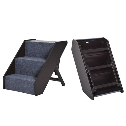 Nancy's Coquericot Pet Stairs - Bruin, Grijs - Hout, Mdf, Tapijt - 16,06 cm x 22,24 cm x 20,28 cm