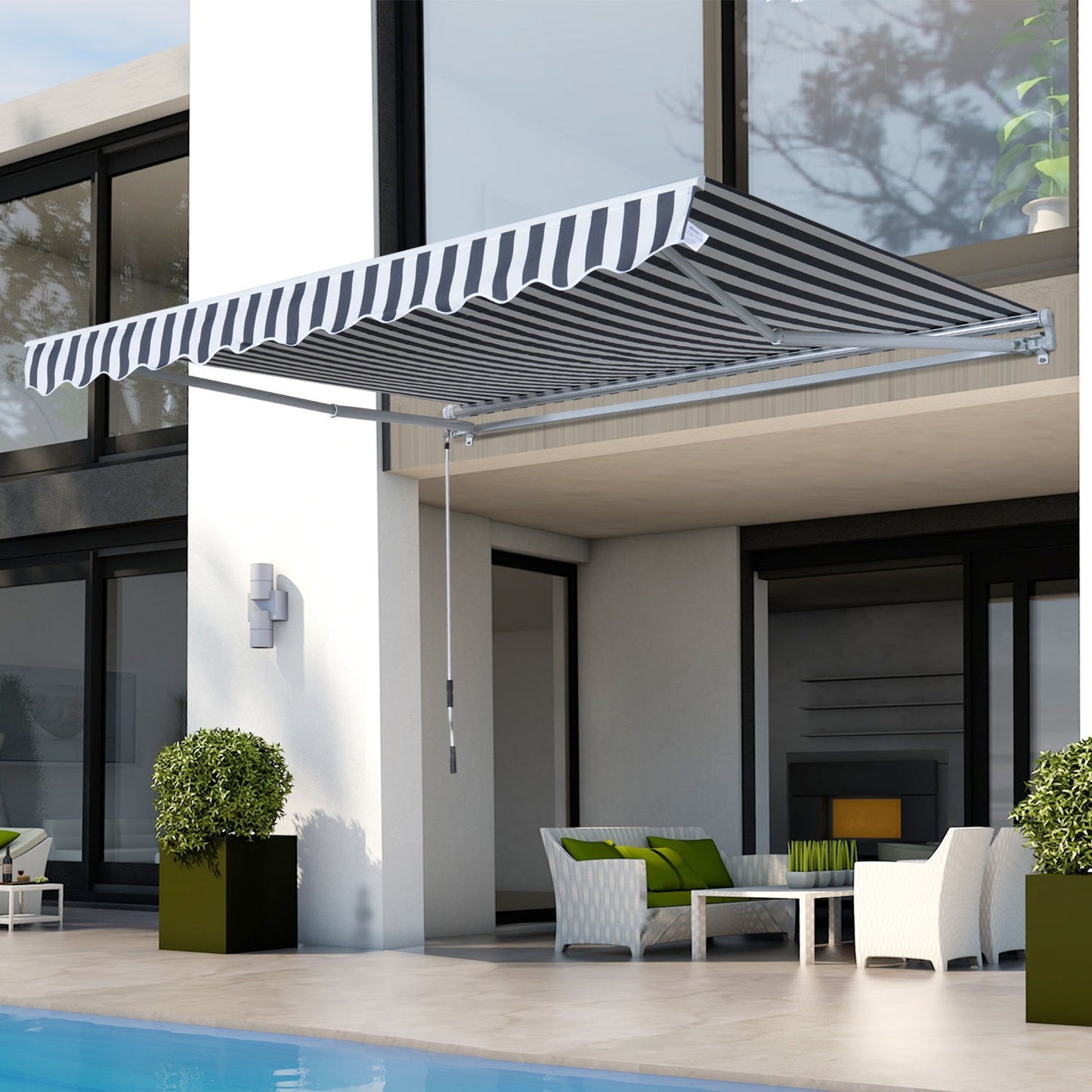 Nancy's Crucero Luifel - Zonwering - Zonnescherm - Grijs/Wit - 350 cm breed