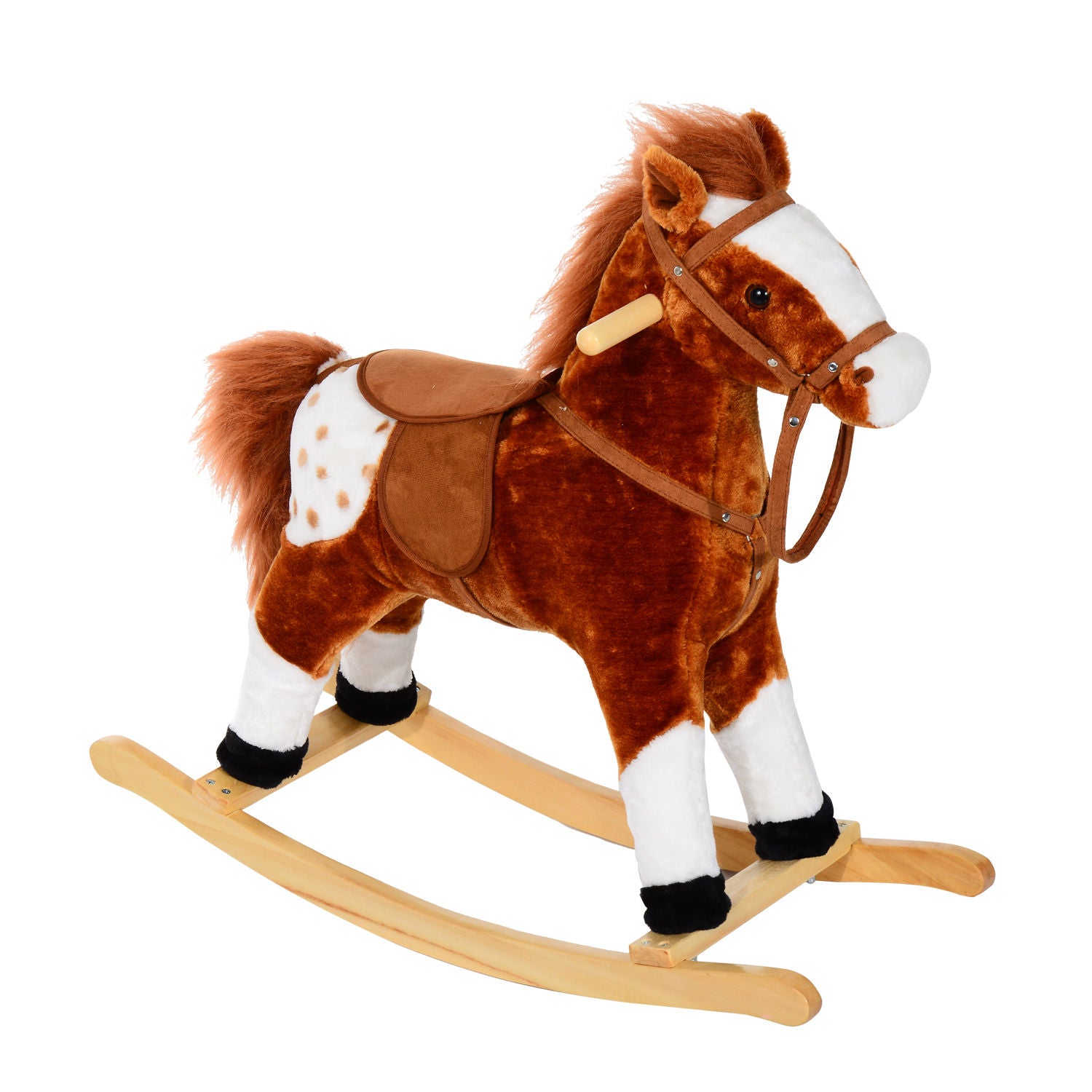 Nancy's Fly Range Hobbelpaard - Bruin - Pluche, Populier -L74 x B28 x H65 cm