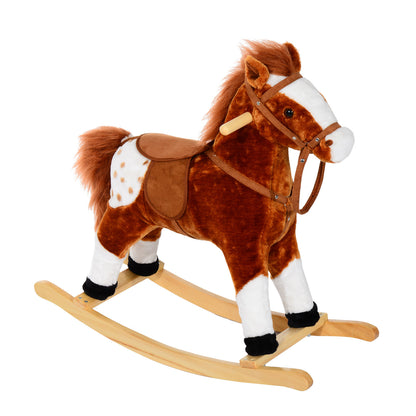 Nancy's Fly Range Hobbelpaard - Bruin - Pluche, Populier -L74 x B28 x H65 cm