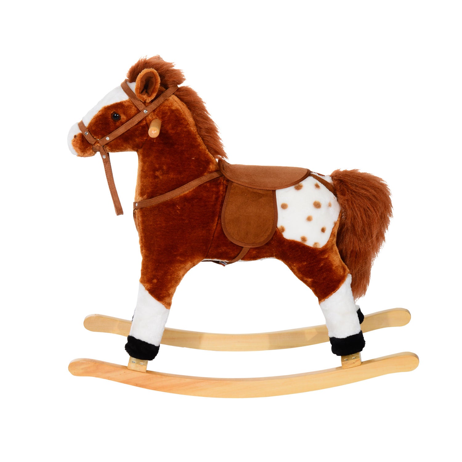 Nancy's Fly Range Hobbelpaard - Bruin - Pluche, Populier -L74 x B28 x H65 cm