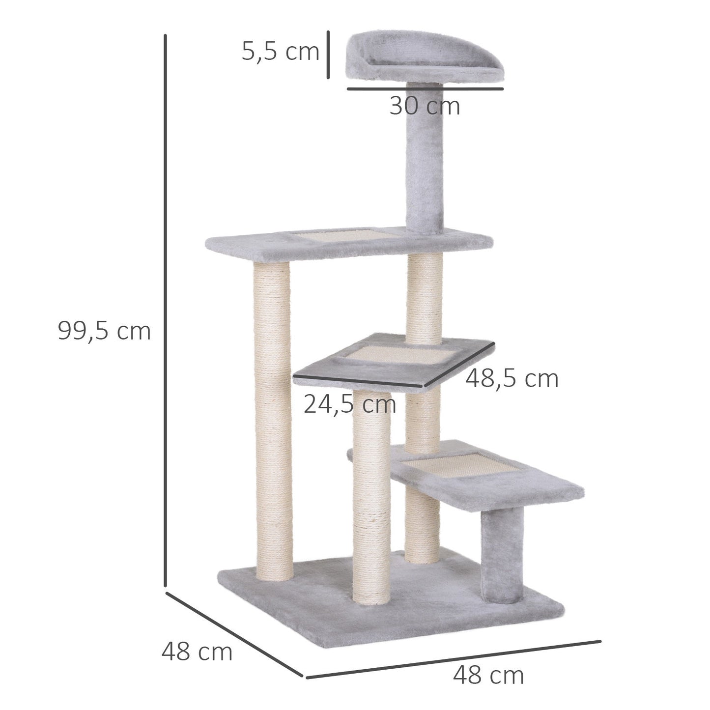 Nancy's Gallon Krabpaal - Klimboom - Pluche - Beige / Grijs - ± 50 x 50 x 100 cm