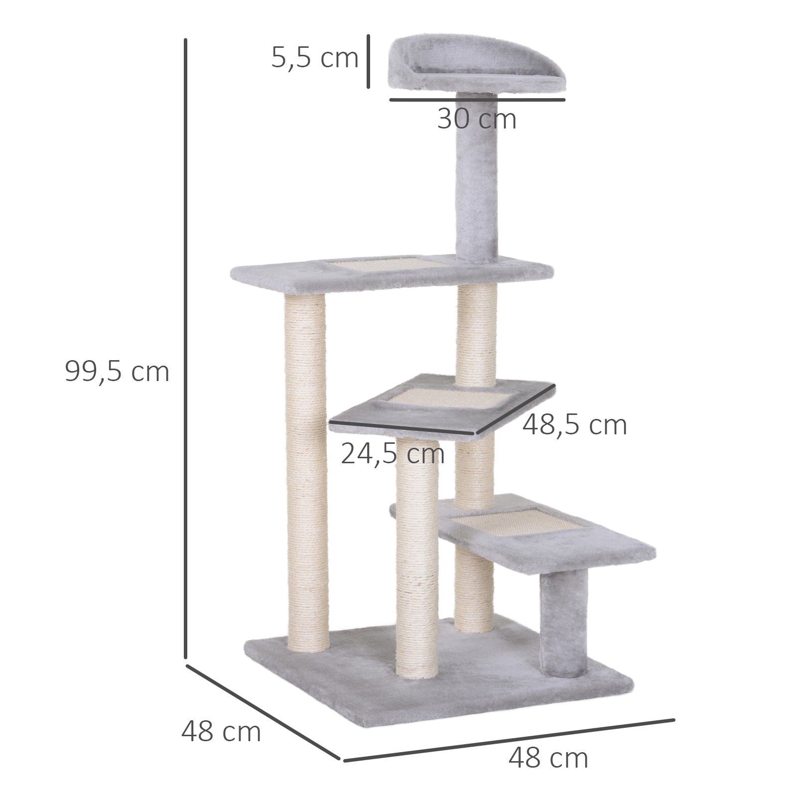 Nancy's Gallon Krabpaal - Klimboom - Pluche - Beige / Grijs - ± 50 x 50 x 100 cm