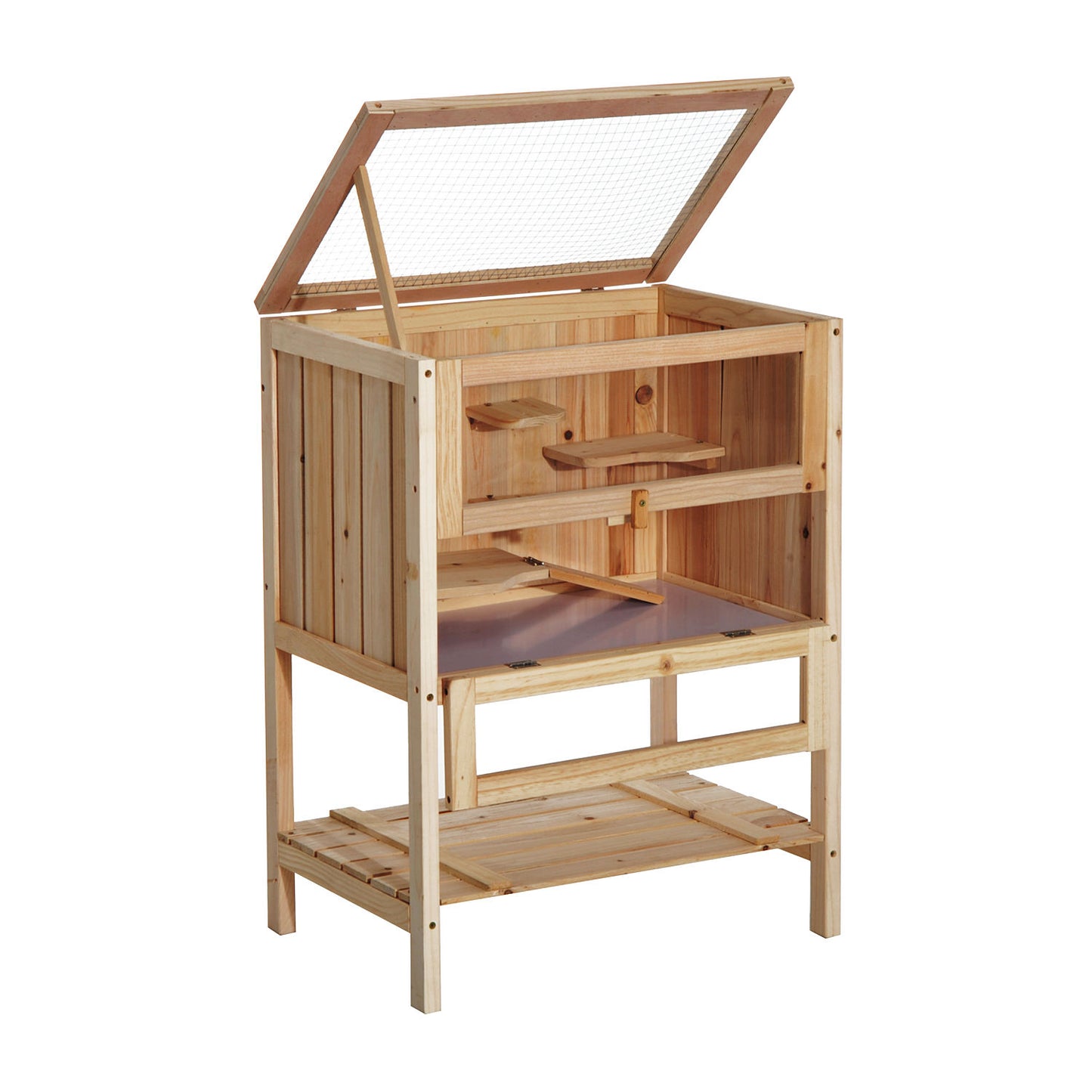Nancy's Gorge Two Small Animal Cage - Bruin - Hout, Plexiglas, Metaal - 23,62 cm x 15,74 cm x 31,49 cm