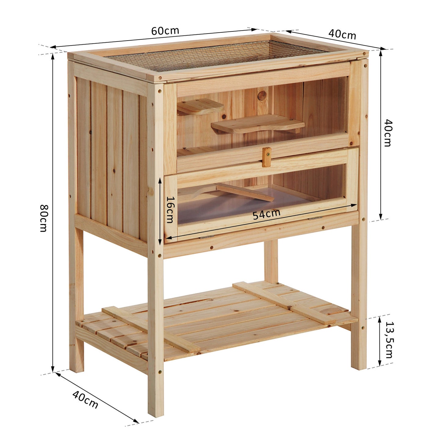 Nancy's Gorge Two Small Animal Cage - Bruin - Hout, Plexiglas, Metaal - 23,62 cm x 15,74 cm x 31,49 cm