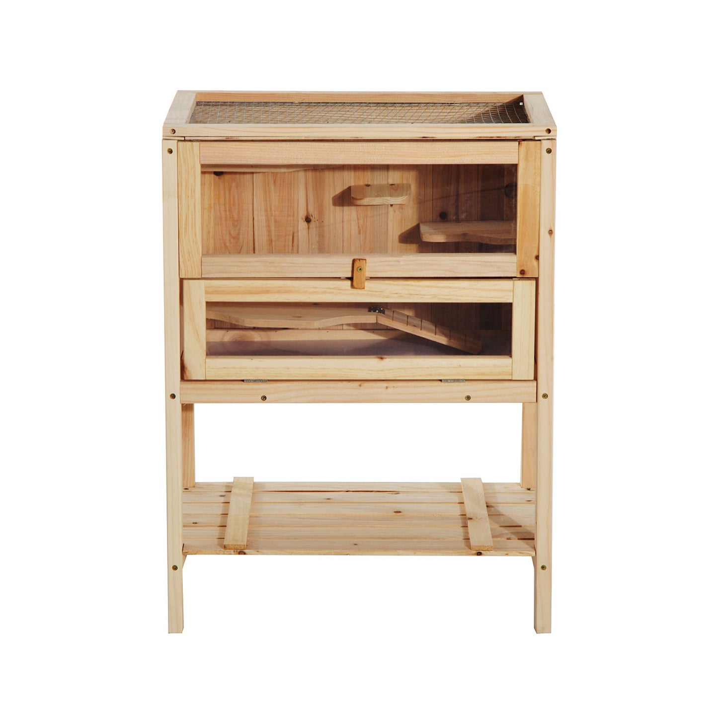 Nancy's Gorge Two Small Animal Cage - Bruin - Hout, Plexiglas, Metaal - 23,62 cm x 15,74 cm x 31,49 cm