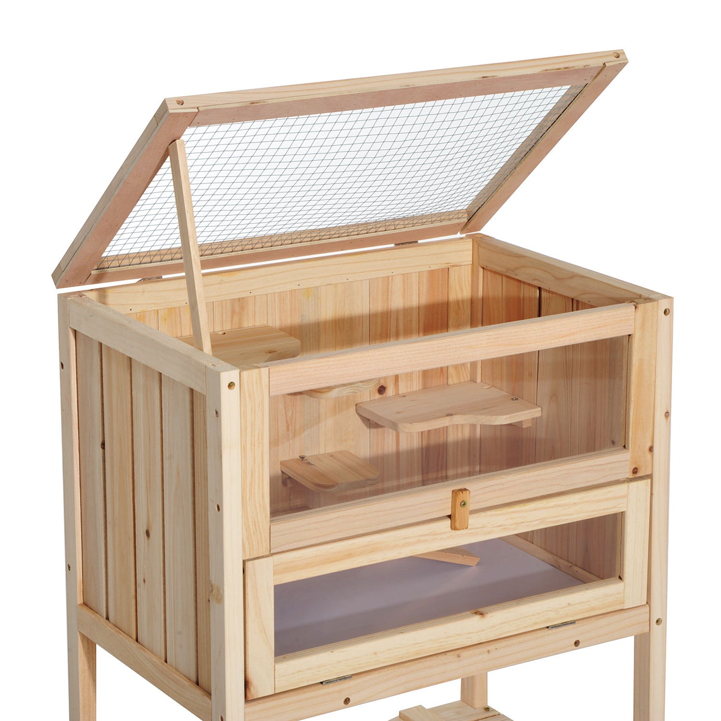 Nancy's Gorge Two Small Animal Cage - Bruin - Hout, Plexiglas, Metaal - 23,62 cm x 15,74 cm x 31,49 cm