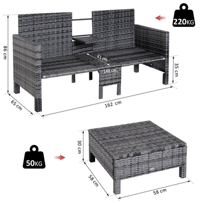 Nancy's Iguana Cay 3-delige Loungeset - Tuinset - Loungemeubel - Rotan
