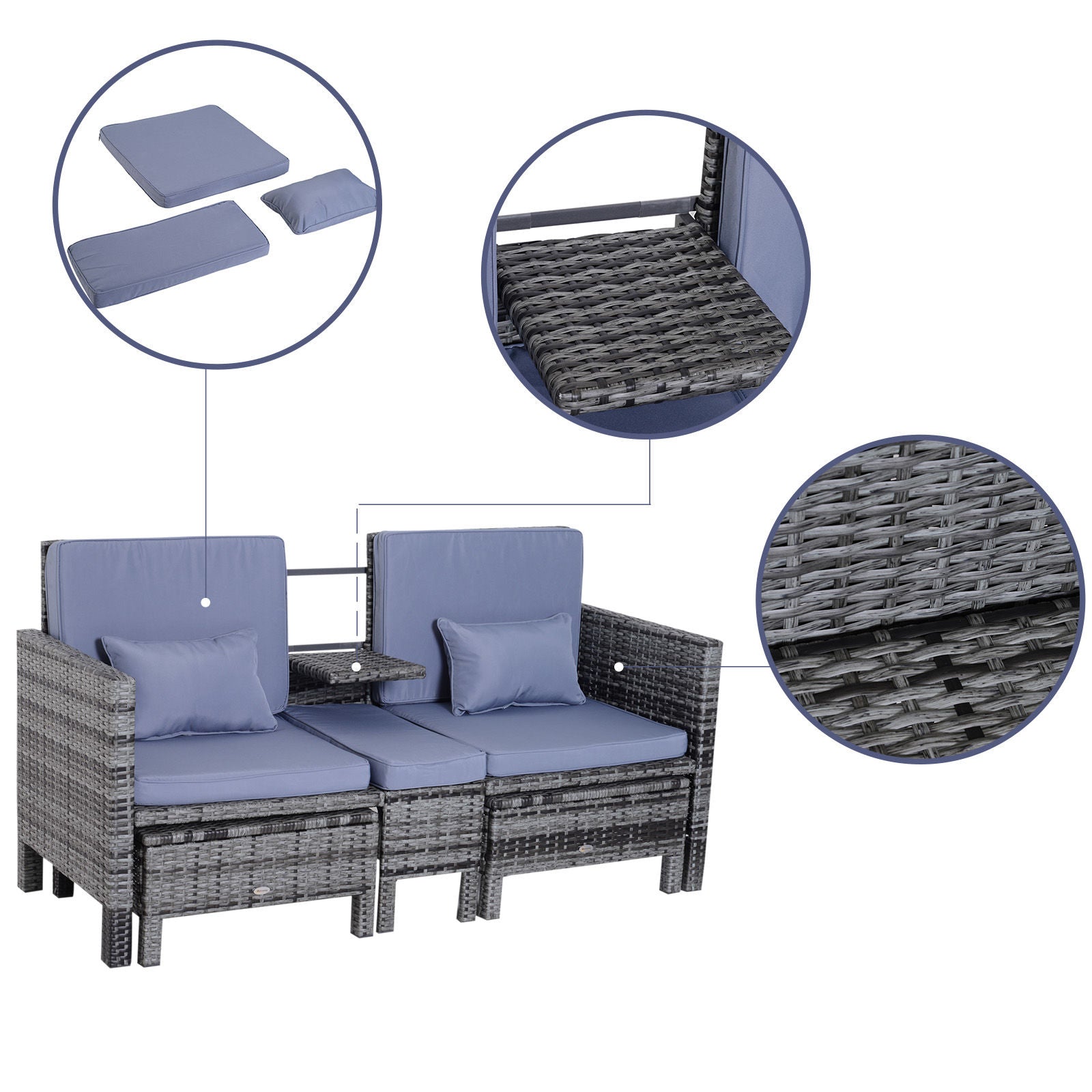 Nancy's Iguana Cay 3-delige Loungeset - Tuinset - Loungemeubel - Rotan