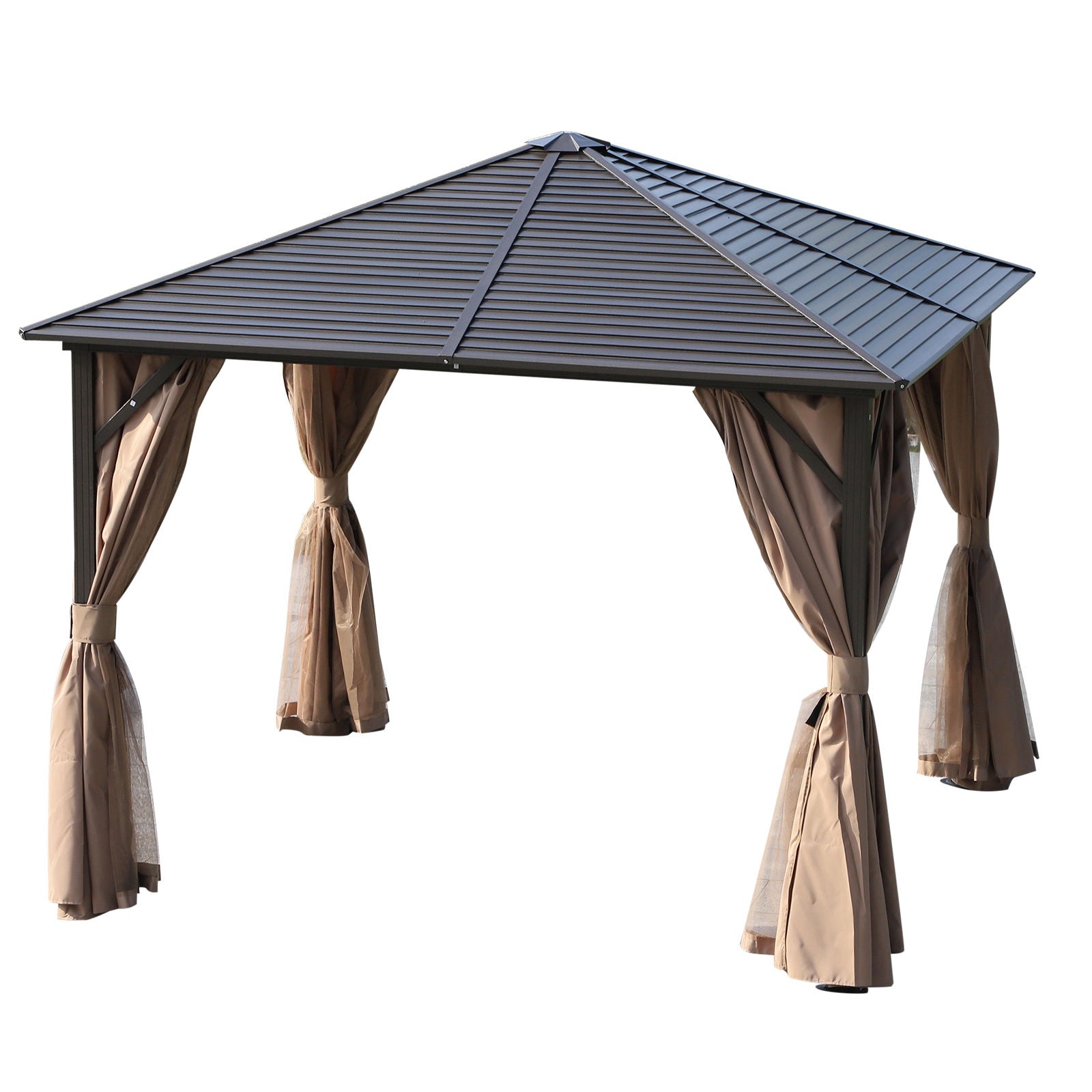Nancy's Isabella Garden Pavilion Party Tent - Bronze, Brown - Aluminum, Steel, Polyester - 300 cm x 300 cm x 260 cm