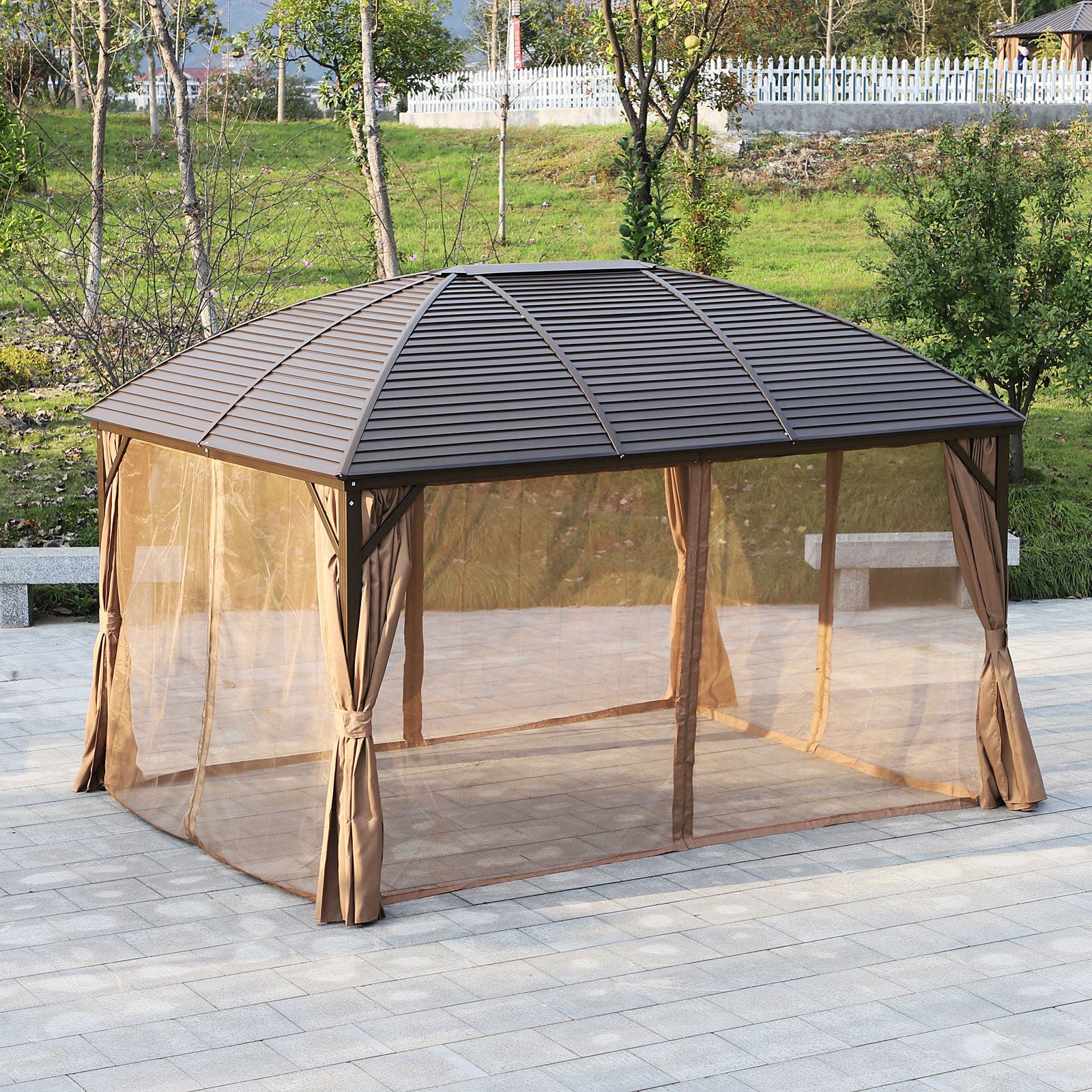 Nancy's J Young Garden Pavilion Party Tent - Brons, Bruin - Aluminium, Staal, Polyester - 156,69 cm x 117,32 cm x 110,24 cm