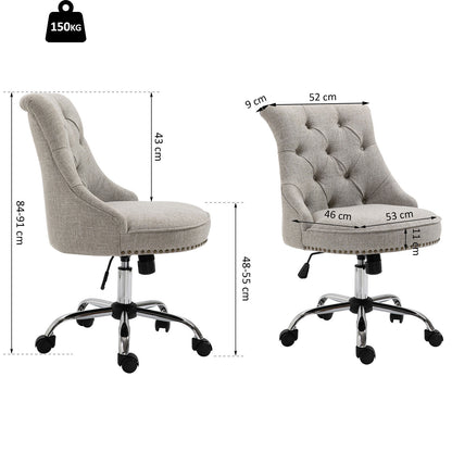Nancy's London Office chair - Gray - Linen, Foam, Metal - 21.26 cm x 25.79 cm x 35.82 cm