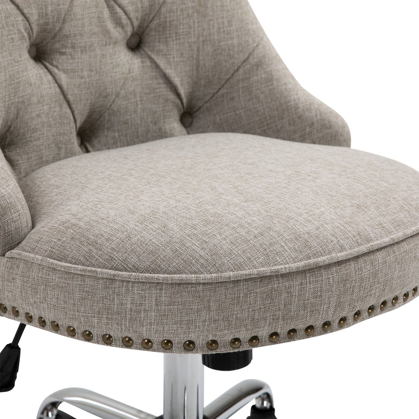 Nancy's London Office chair - Gray - Linen, Foam, Metal - 21.26 cm x 25.79 cm x 35.82 cm