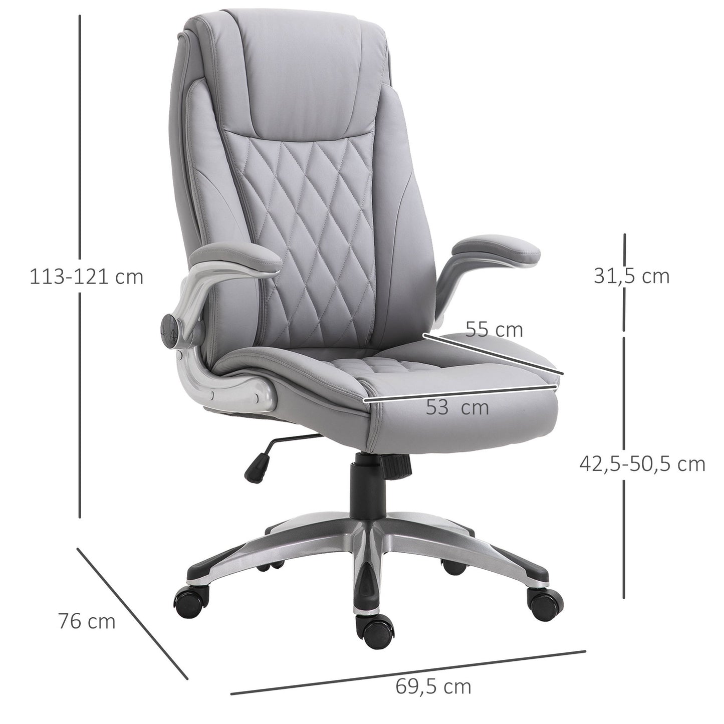 Nancy's Mauger Cay Bureaustoel - Ergonomisch - In Hoogte Verstelbaar - Draaibaar - Grijs