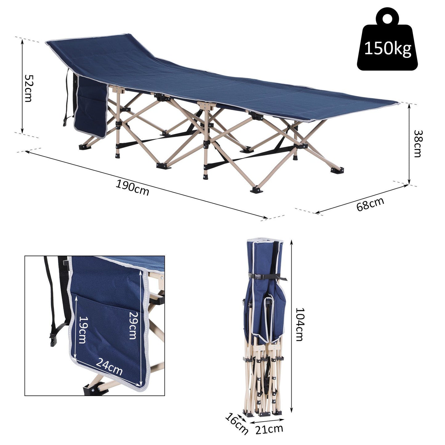 Nancy's New Home Camping Camp - Blauw, Beige - Staal, Oxford - 74,8 cm x 26,77 cm x 20,47 cm