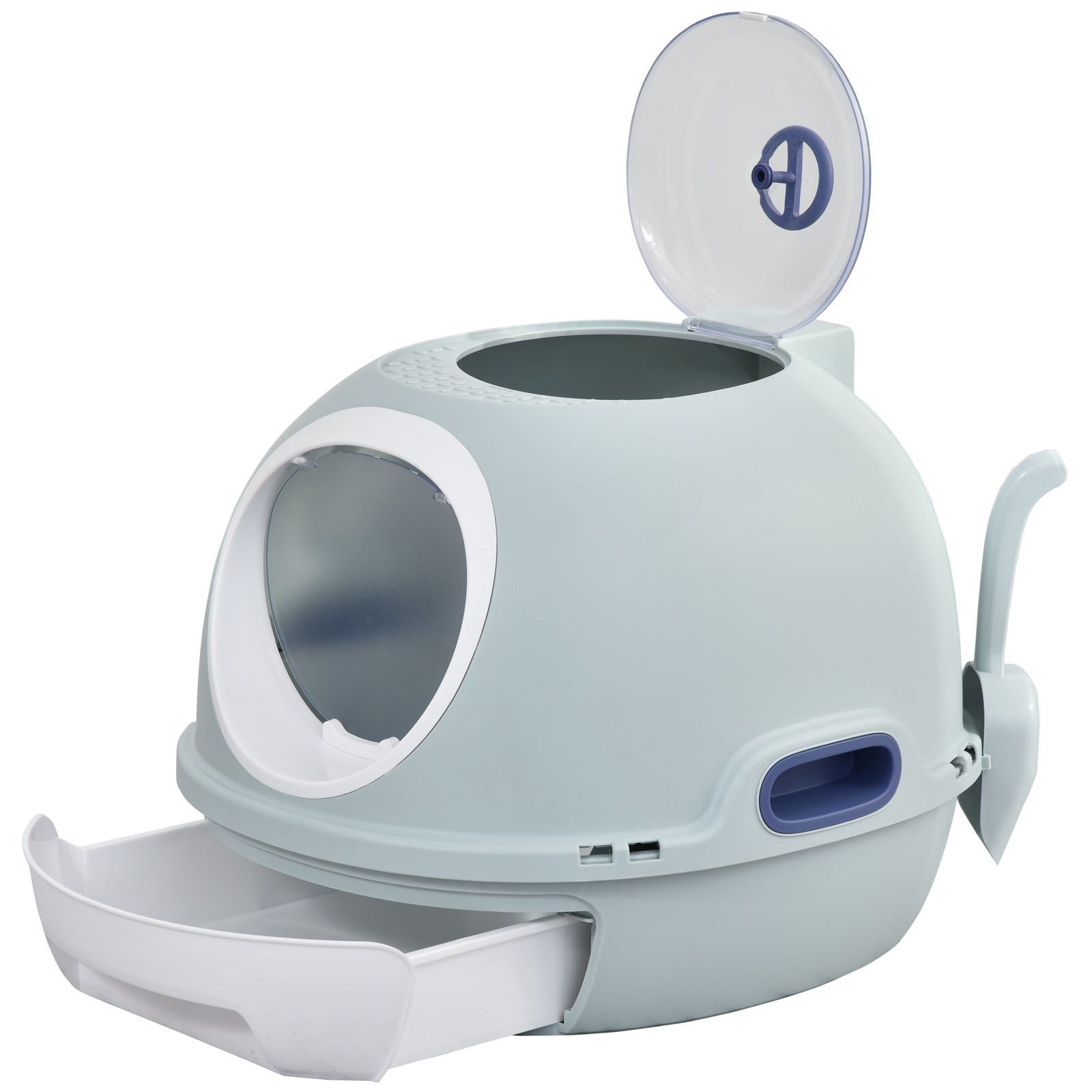 Nancy's Punta Azul Cat Litter Box with Skylight, Litter Box with Base Plate, with Scoop, Portable