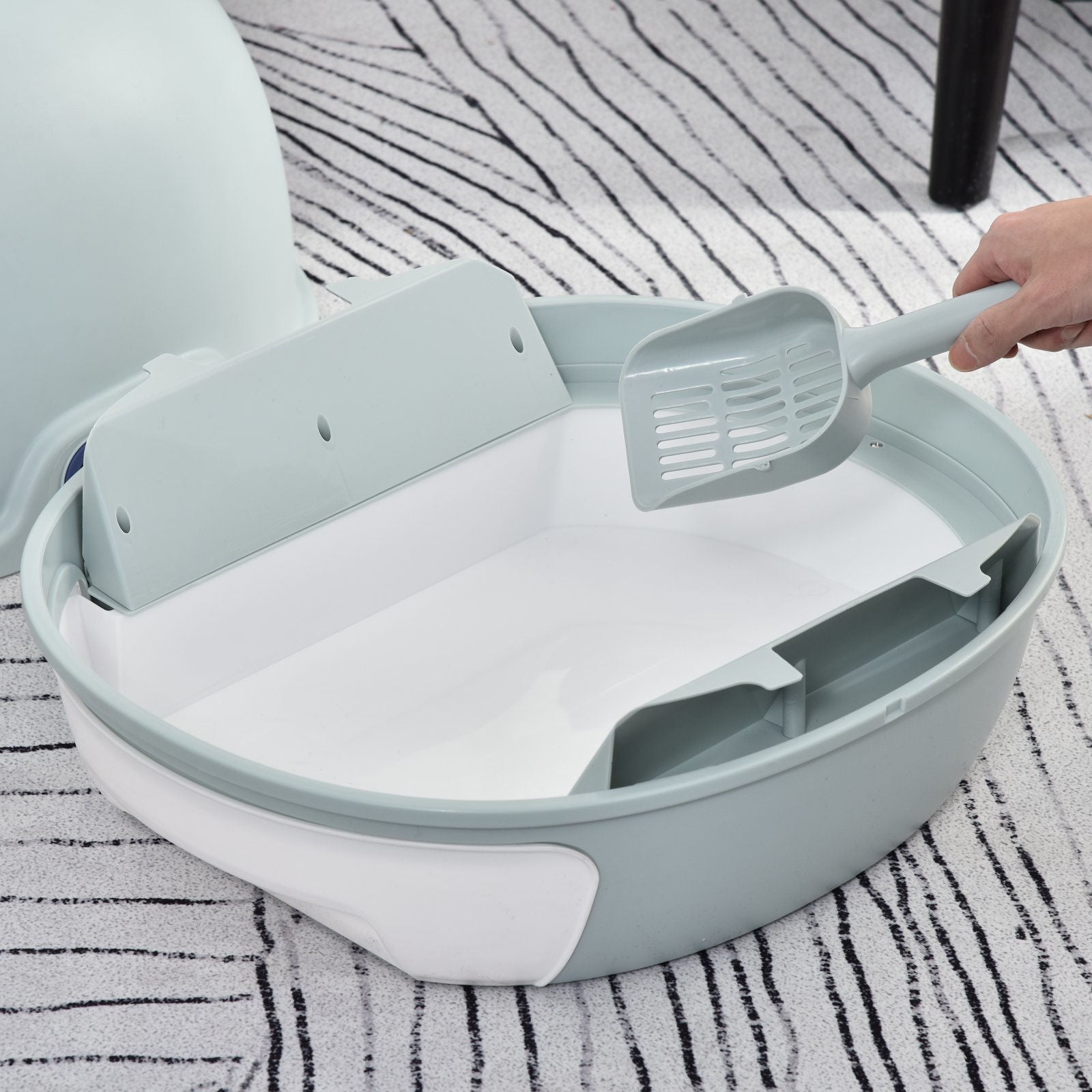 Nancy's Punta Azul Kattenbak met dakraam, kattenbak met bodemplaat, met schep, draagbaar