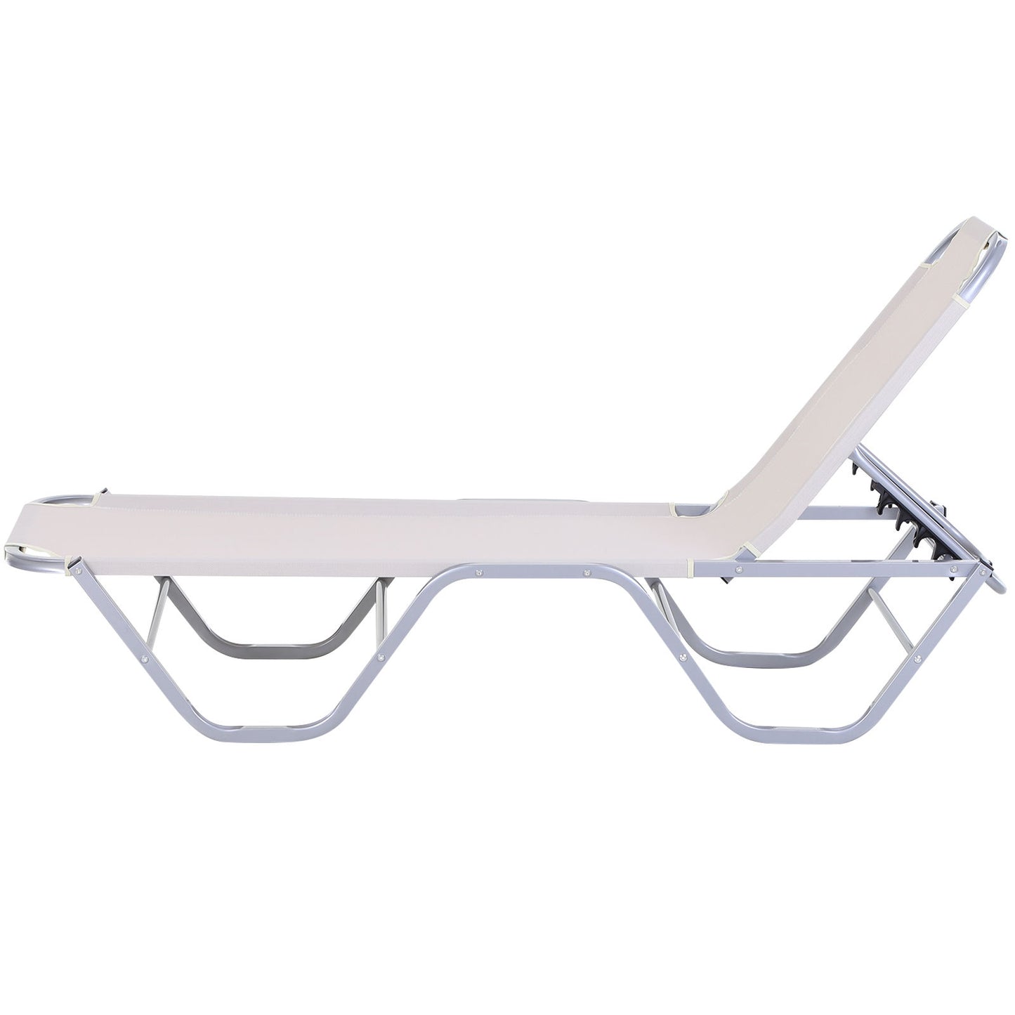 Nancy's Rough Mile Ligstoel - Loungebed - Ligbed - Crème, Zilver - Aluminium