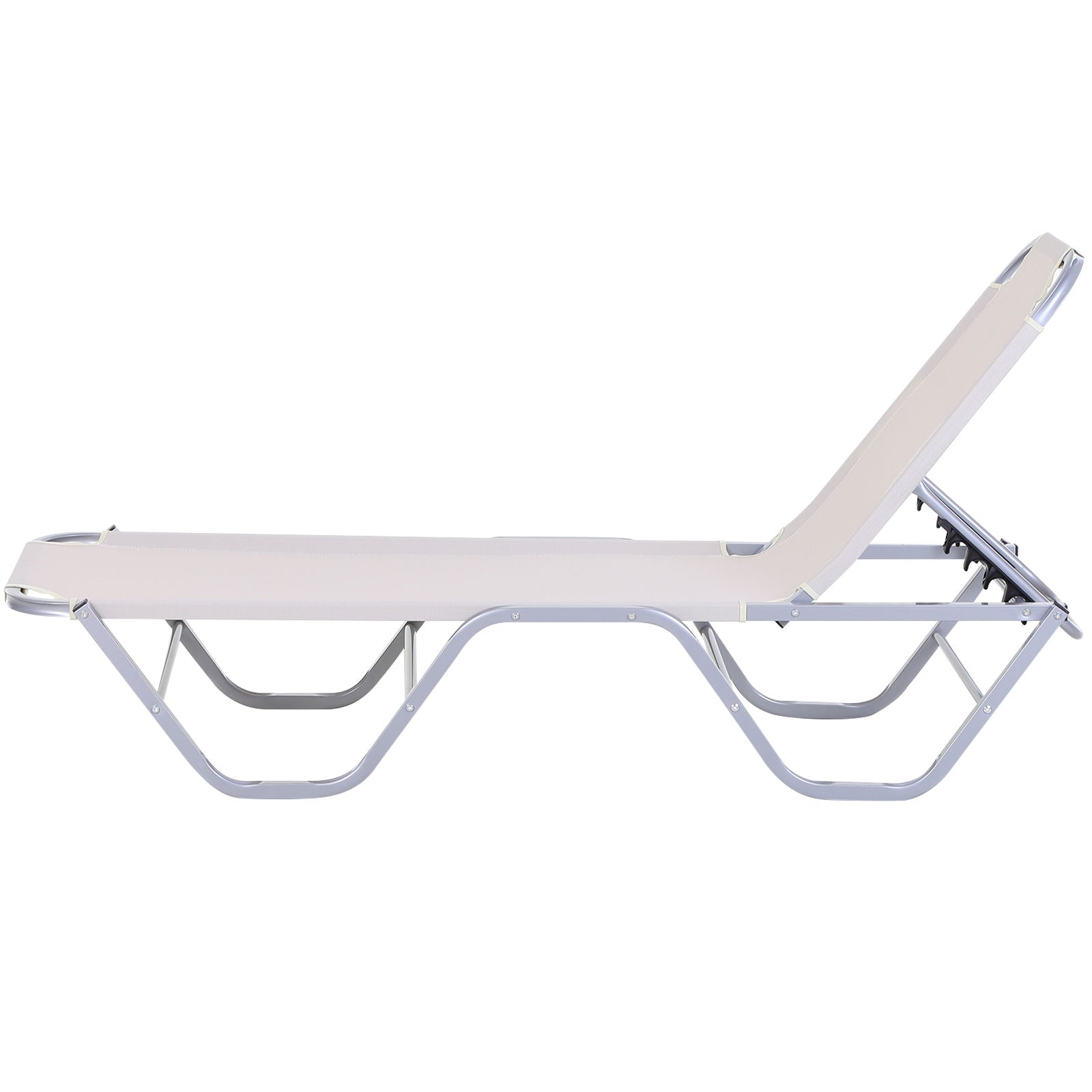 Nancy's Rough Mile Ligstoel - Loungebed - Ligbed - Crème, Zilver - Aluminium