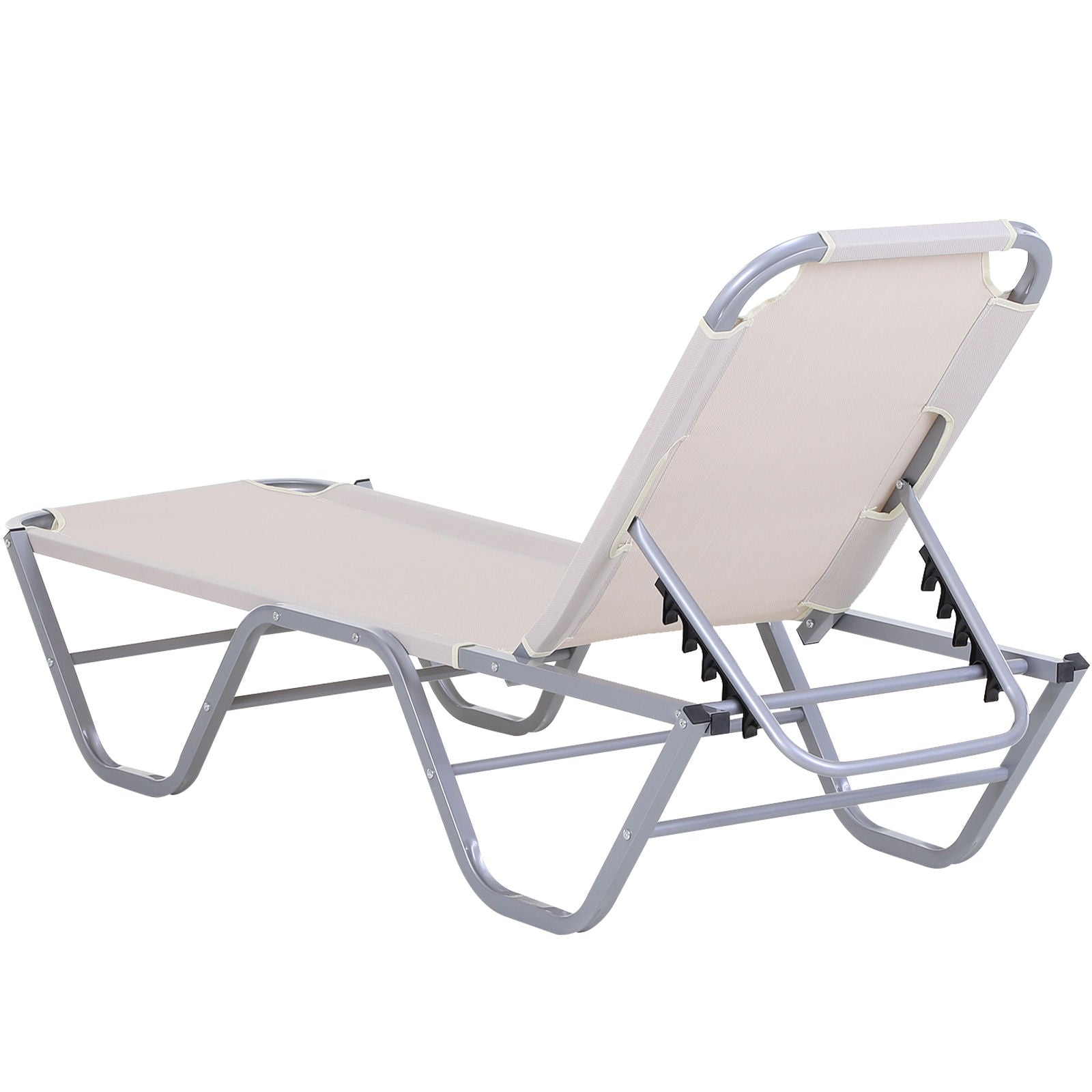 Nancy's Rough Mile Ligstoel - Loungebed - Ligbed - Crème, Zilver - Aluminium