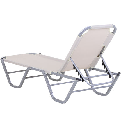 Nancy's Rough Mile Ligstoel - Loungebed - Ligbed - Crème, Zilver - Aluminium
