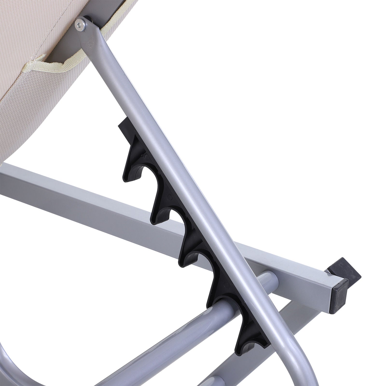 Nancy's Rough Mile Ligstoel - Loungebed - Ligbed - Crème, Zilver - Aluminium