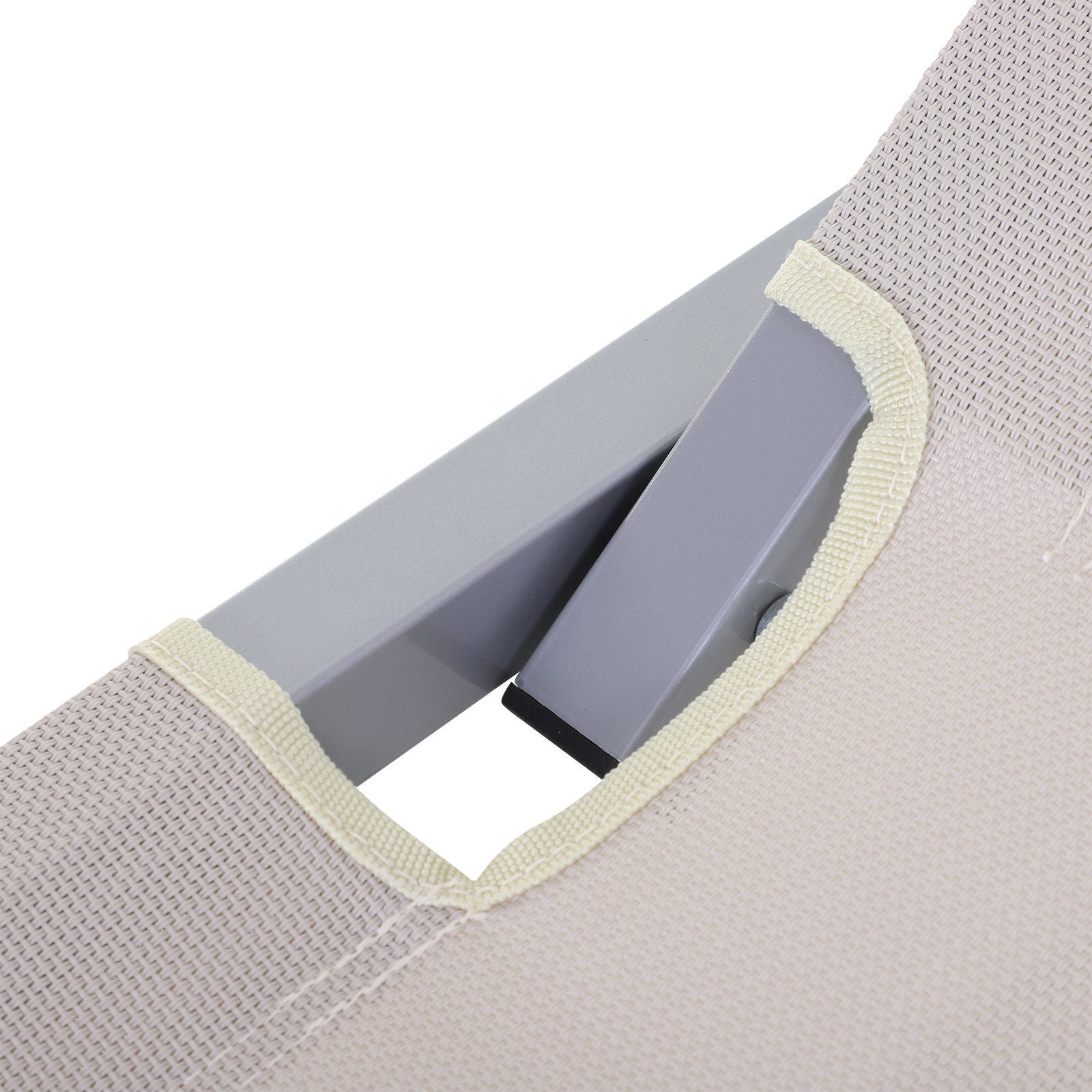 Nancy's Rough Mile Ligstoel - Loungebed - Ligbed - Crème, Zilver - Aluminium