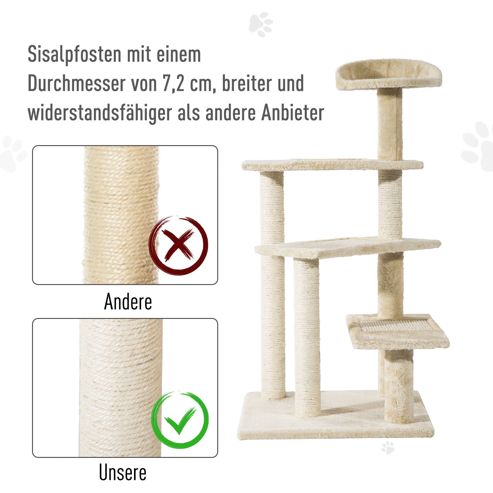 Nancy's San Juan Krabpaal met sisalzuilen, krabpaal voor katten, klimboom voor katten