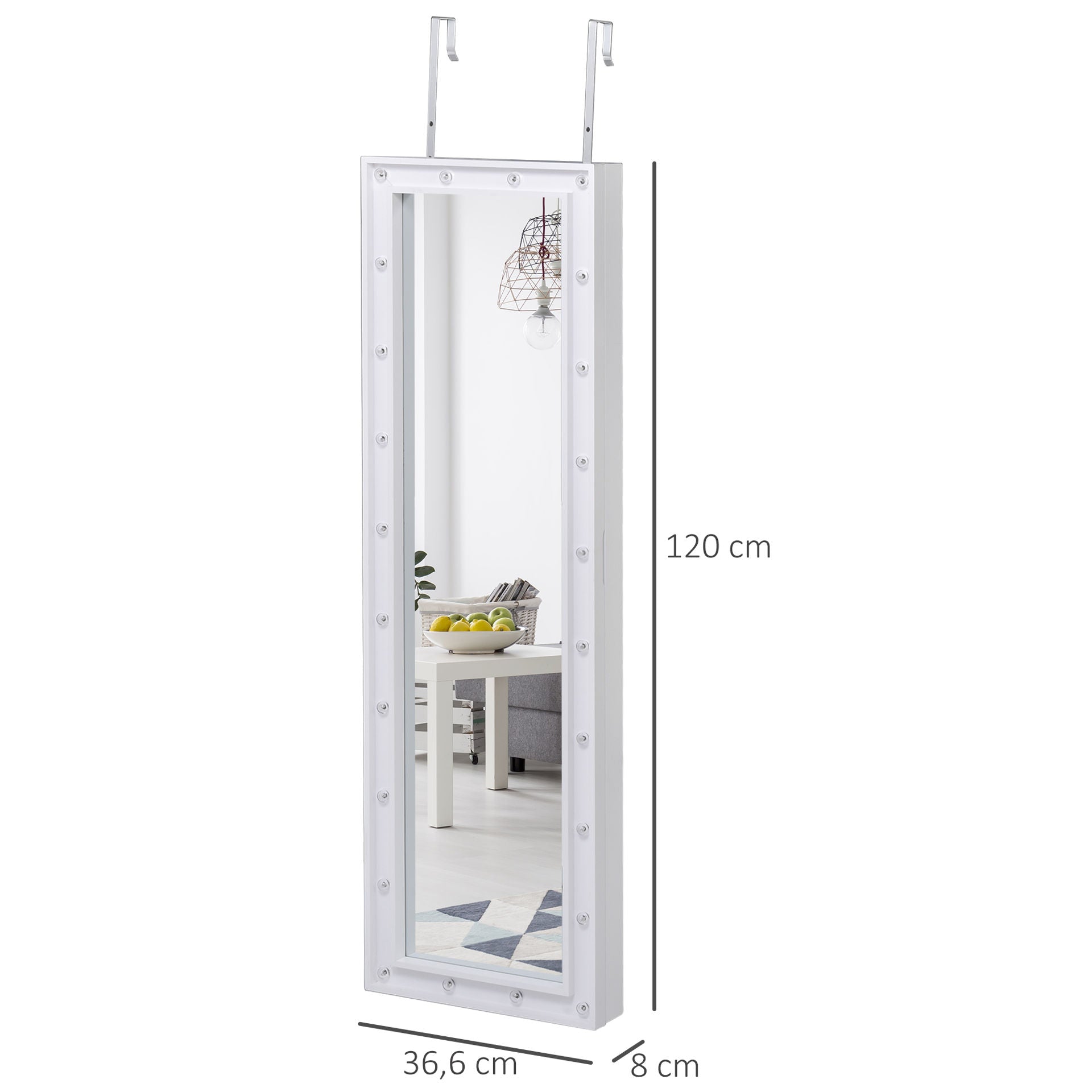 Nancy's Scotland LED Spiegelkast - Wit - Gefabriceerd Hout, Glas, Ps - 14,4 cm x 3,14 cm x 47,24 cm