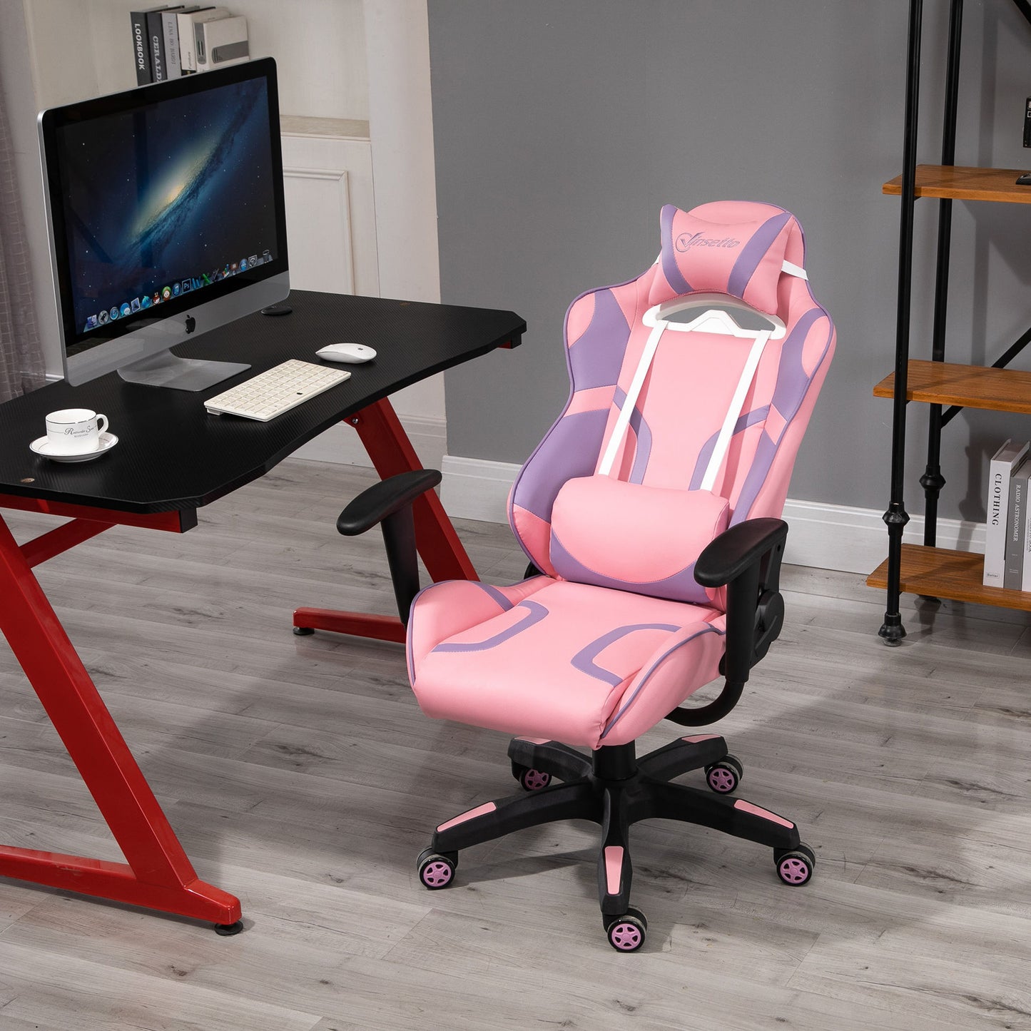 Nancy's Tacistal Gaming Stoel - Gamestoel - Bureaustoel - Ergonomisch - Verstelbare Rugleuning - Roze / Paars
