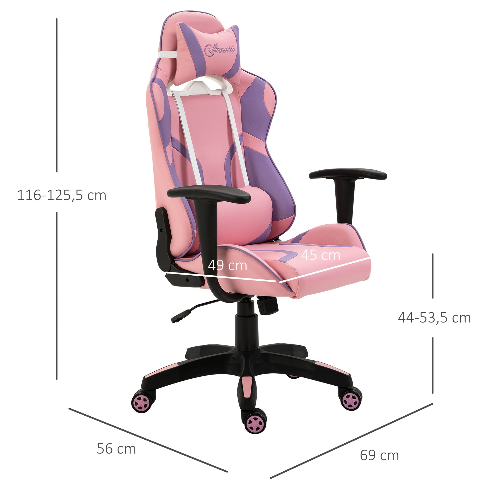 Nancy's Tacistal Gaming Stoel - Gamestoel - Bureaustoel - Ergonomisch - Verstelbare Rugleuning - Roze / Paars
