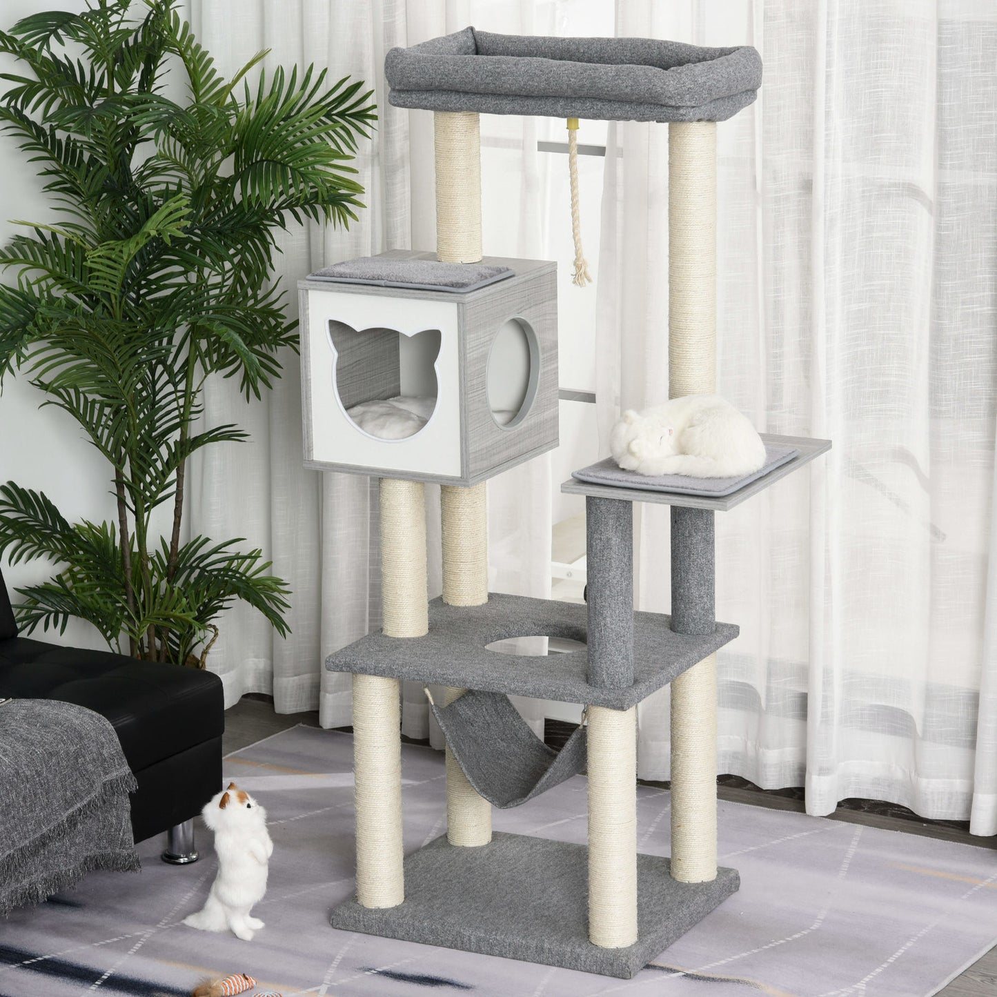 Nancy's The Bight Krabpaal - Klimboom voor katten Multi-level krabpaal met kattenbak