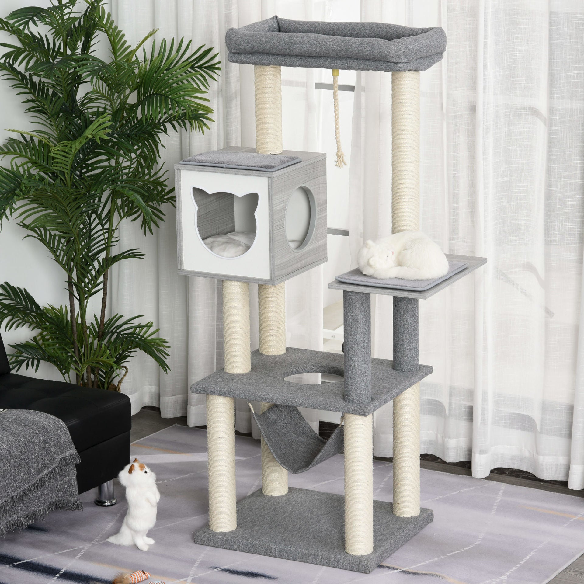 Nancy's The Bight Krabpaal - Klimboom voor katten Multi-level krabpaal met kattenbak