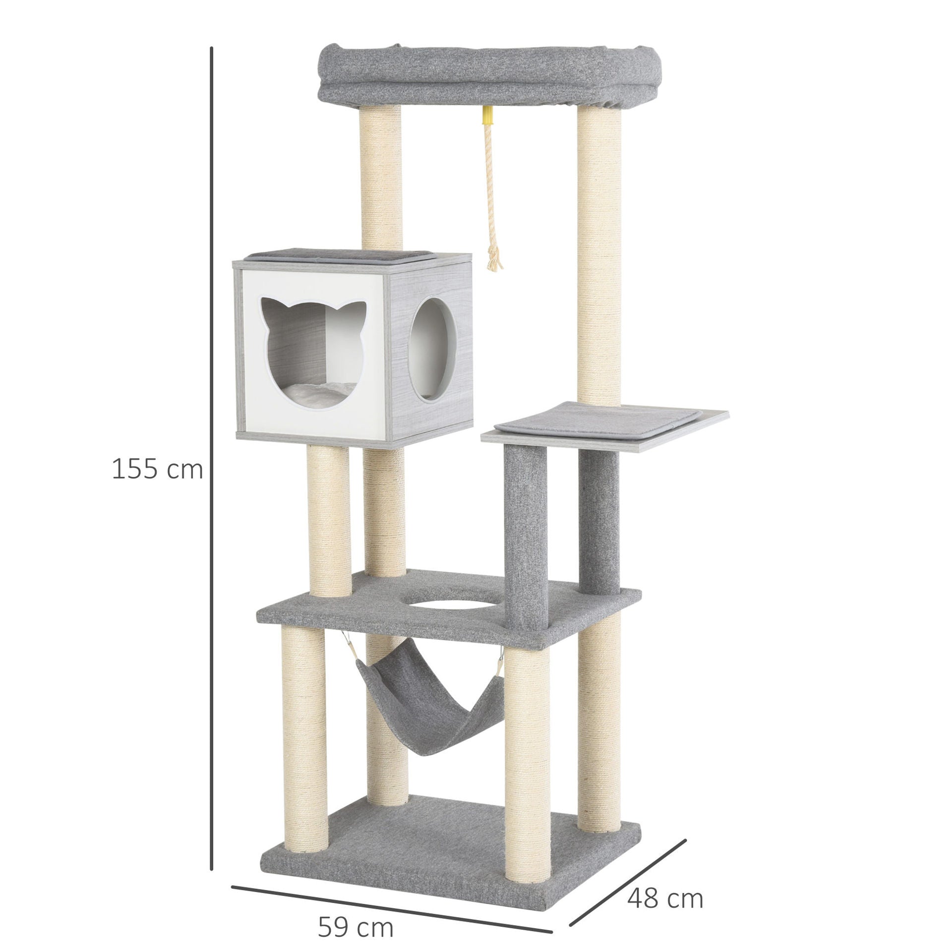 Nancy's The Bight Krabpaal - Klimboom voor katten Multi-level krabpaal met kattenbak