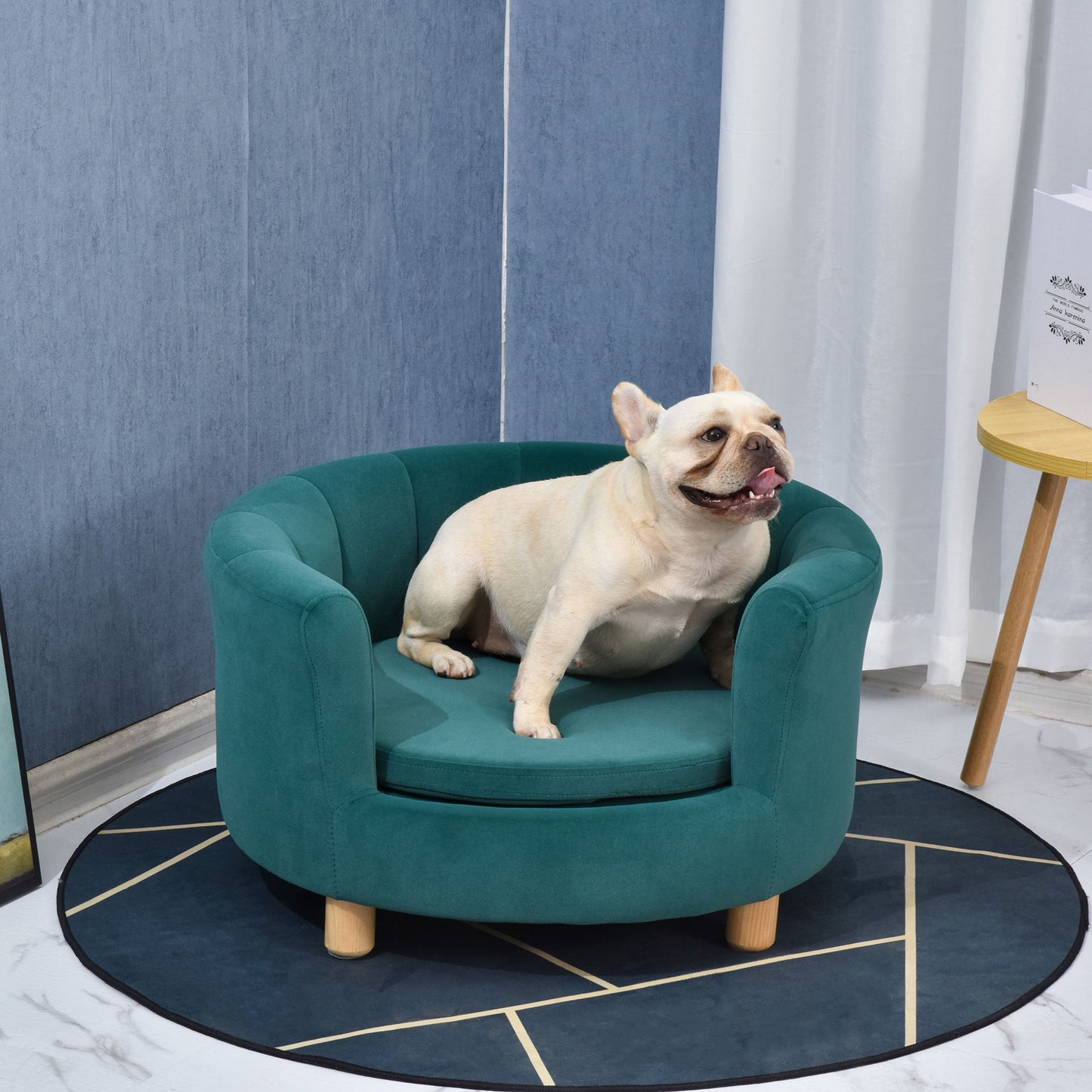 Nancy's Water Cay Dog Sofa - Groen - Spons, Fluweel, Berkenhout - 25,59 cm x 25,19 cm x 14,56 cm