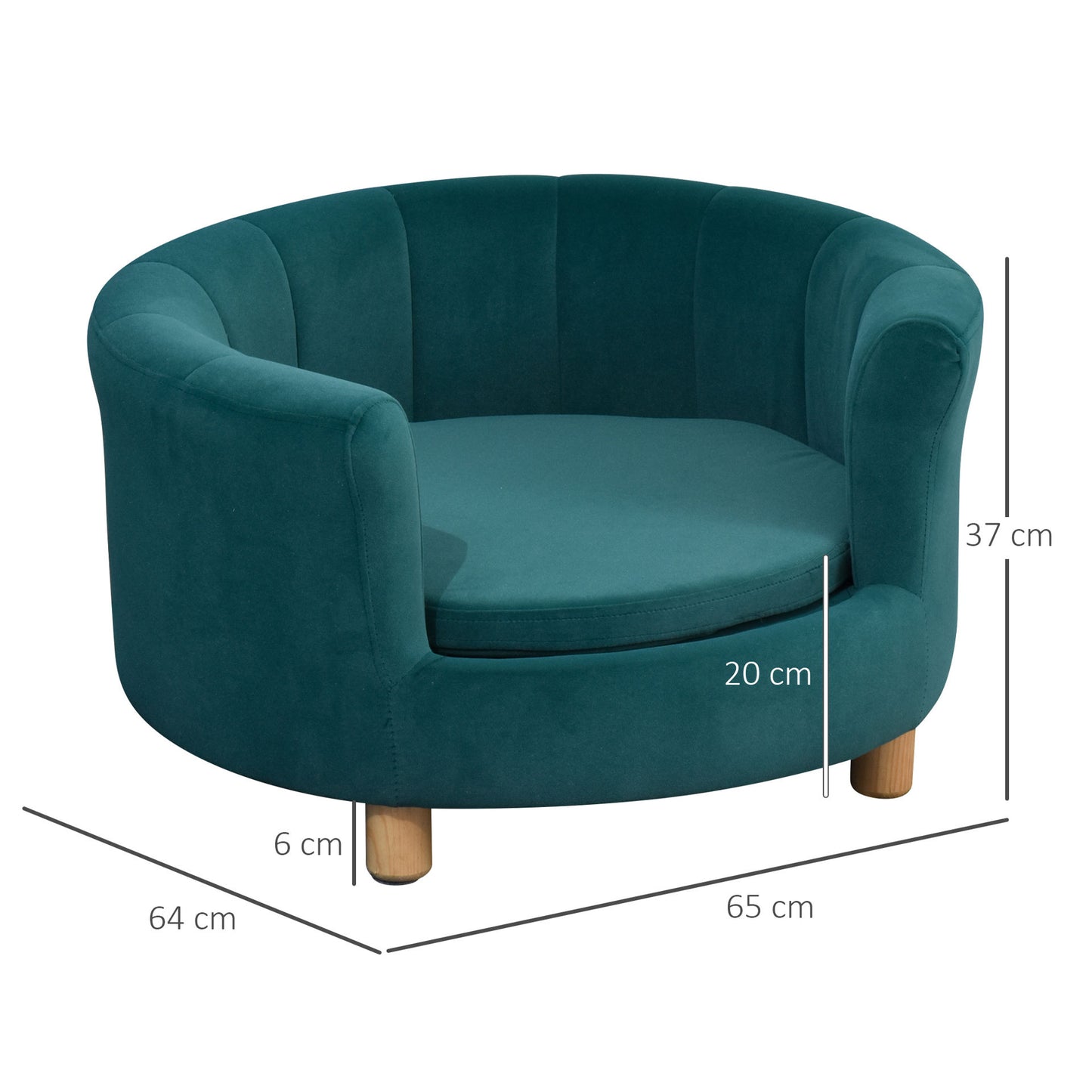 Nancy's Water Cay Dog Sofa - Groen - Spons, Fluweel, Berkenhout - 25,59 cm x 25,19 cm x 14,56 cm