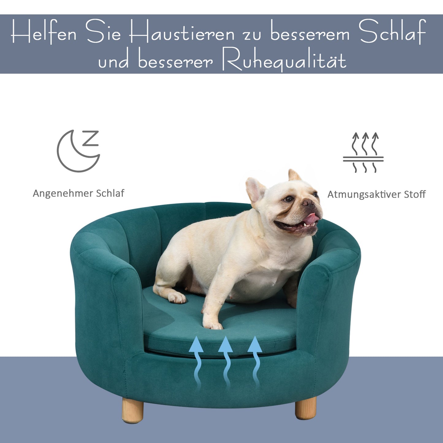 Nancy's Water Cay Dog Sofa - Groen - Spons, Fluweel, Berkenhout - 25,59 cm x 25,19 cm x 14,56 cm