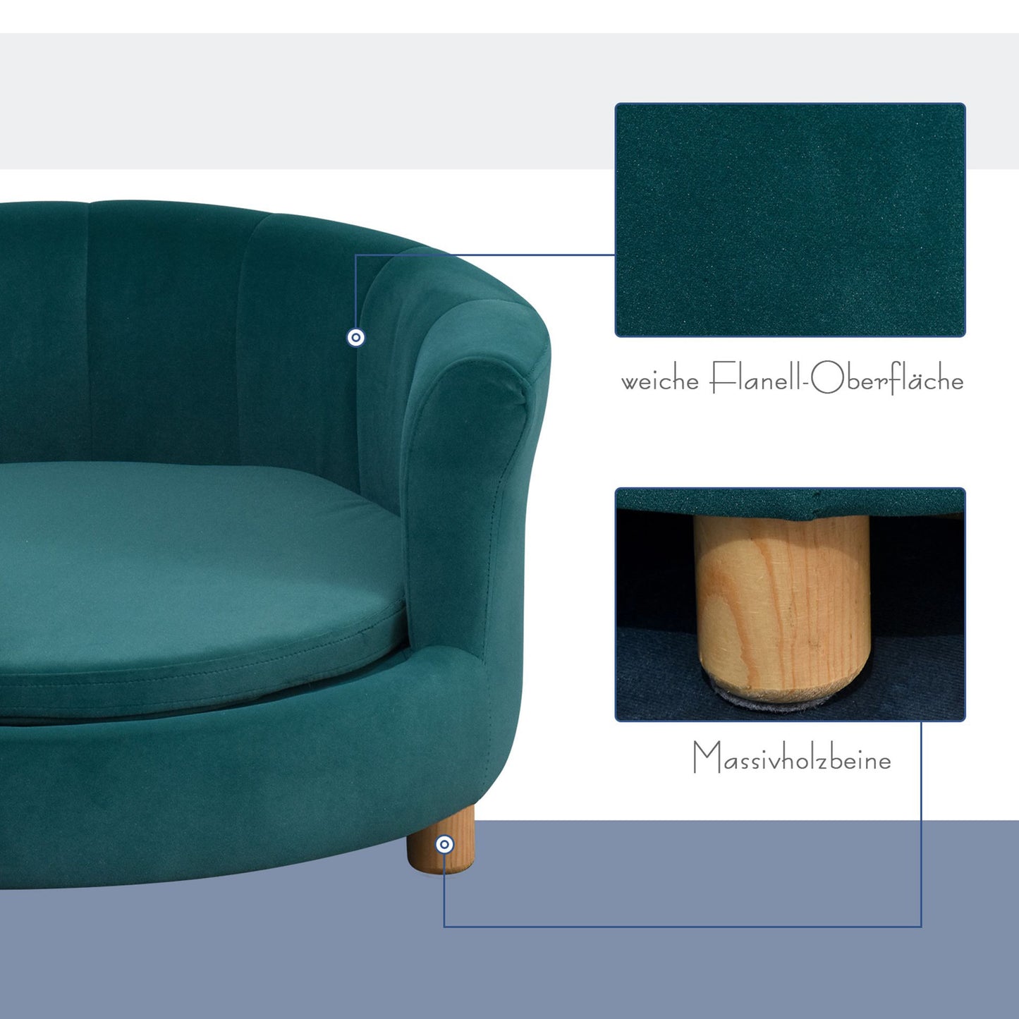 Nancy's Water Cay Dog Sofa - Groen - Spons, Fluweel, Berkenhout - 25,59 cm x 25,19 cm x 14,56 cm