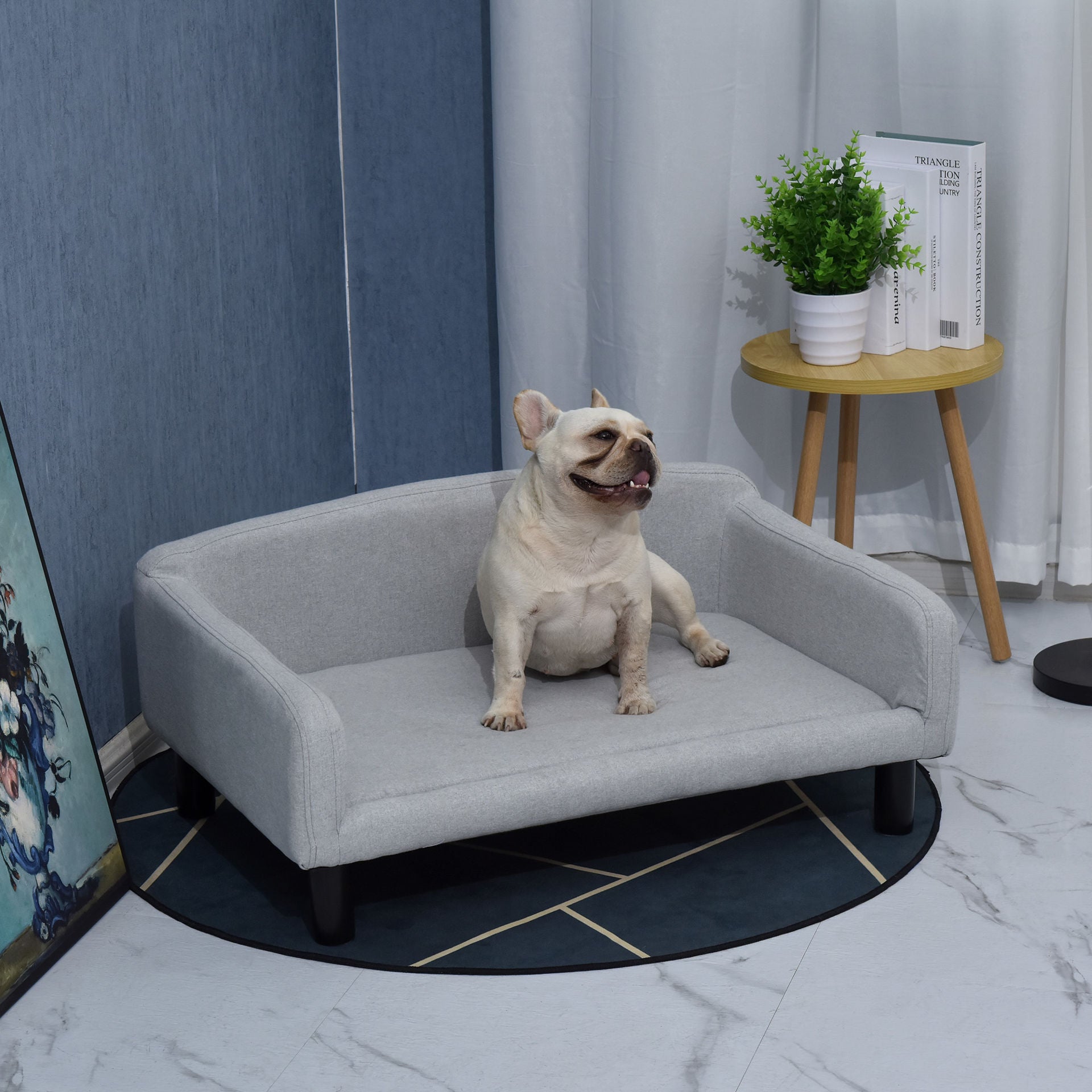 Nancy's White Hill Dog Sofa - Gray - Velvet, Foam, Birch - 32.28 cm x 21.25 cm x 14.17 cm