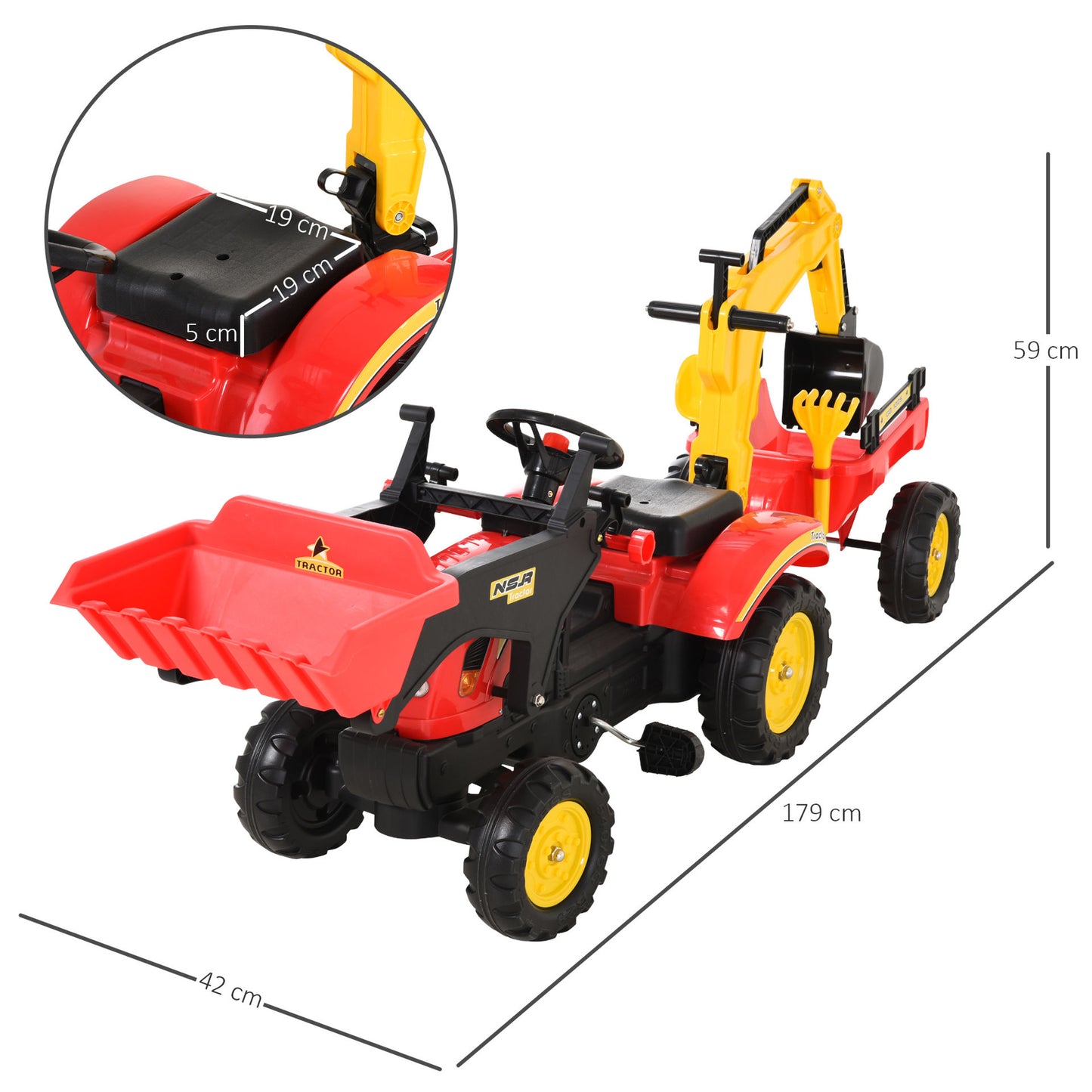 Nancy's Xaibe Zitgraafmachine - Trapauto - Speelgoed Graafmachine - Rood