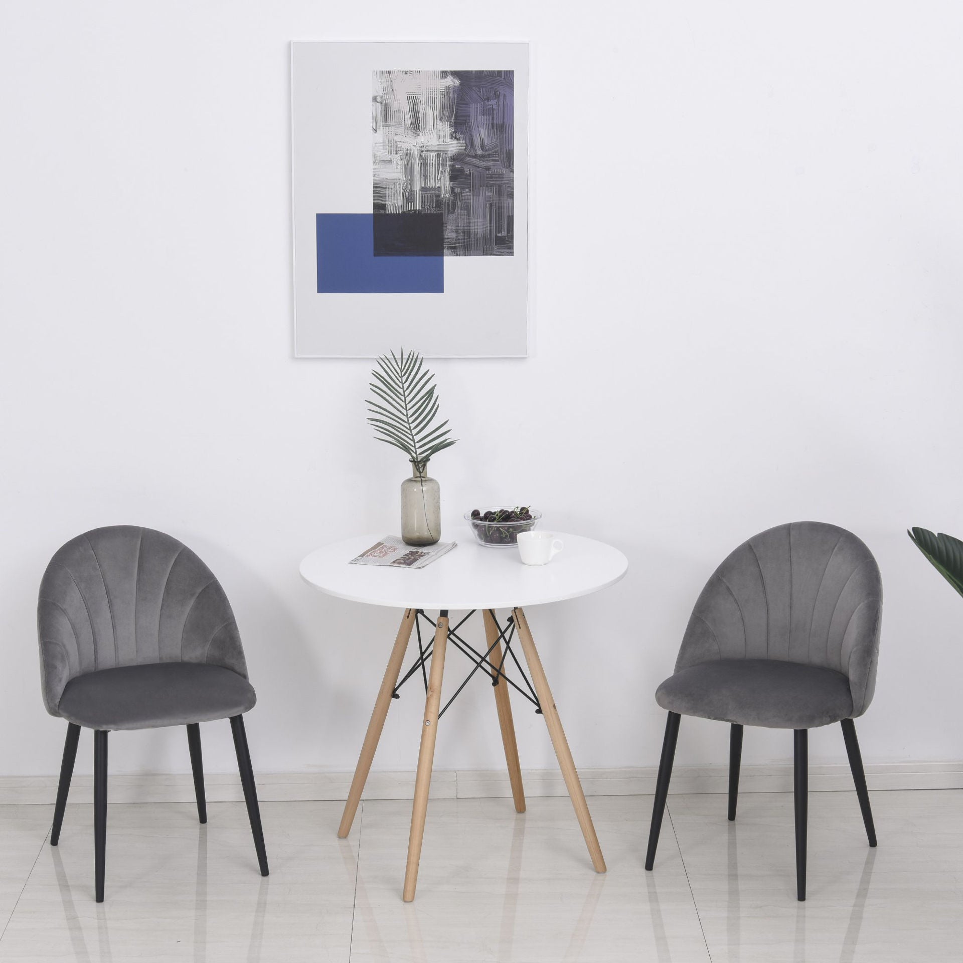 Nancy's Yaha Creek Eetkamerstoelen - Set van 2 - Grijs - Fluweel