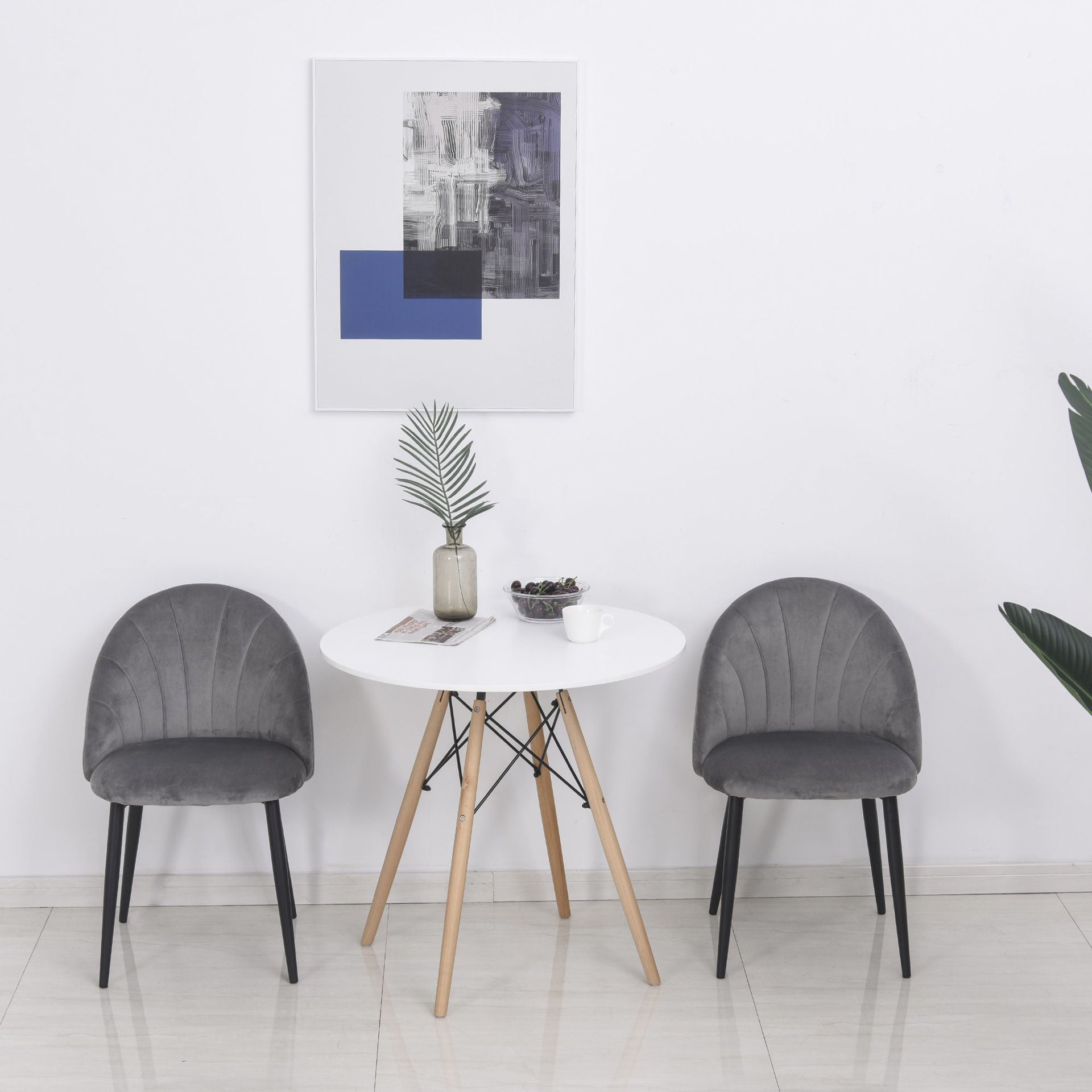 Nancy's Yaha Creek Eetkamerstoelen - Set van 2 - Grijs - Fluweel