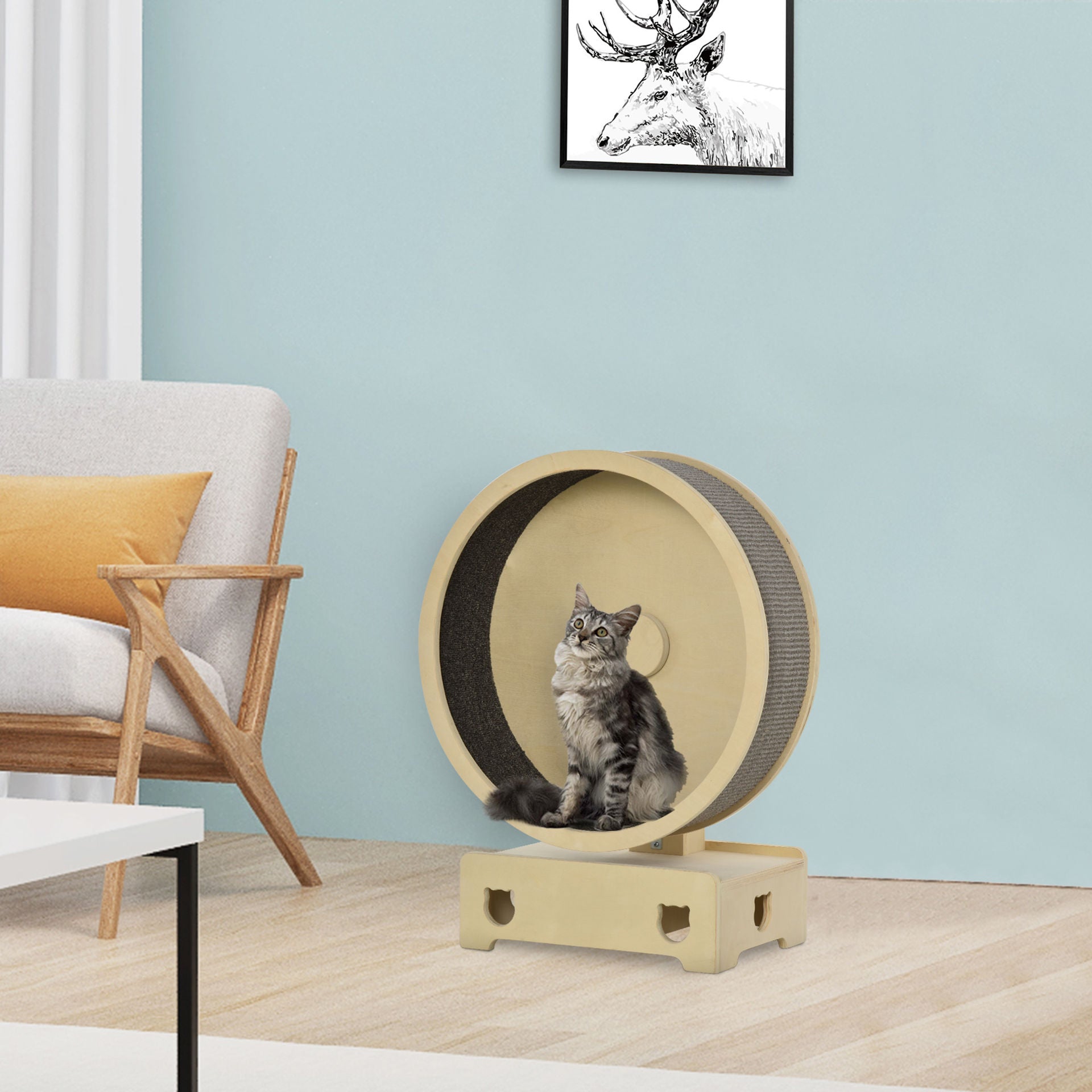 Nancy's Boatman Cat Hometrainer met Tapijt - Grijs - Board, Sisal, Stof - 23,62 cm x 11,41 cm x 30,31 cm