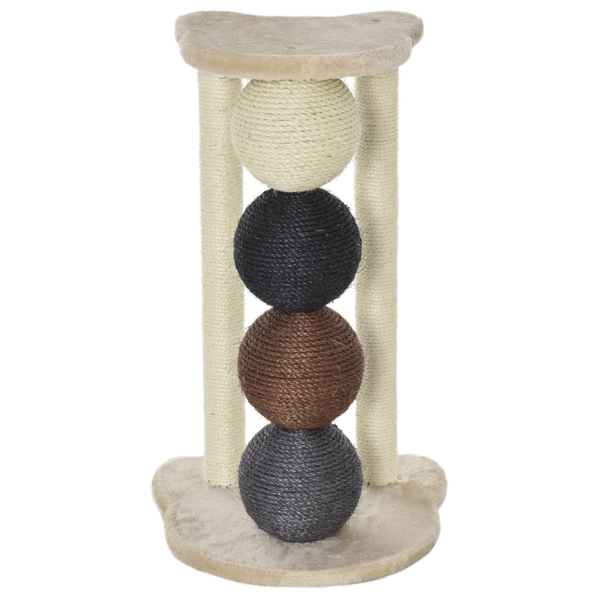 Nancy's Douze Krabpaal - Kattenpaal - Kattenkrabpaal met platform - Beige - ± 40 x 40 x 65 cm