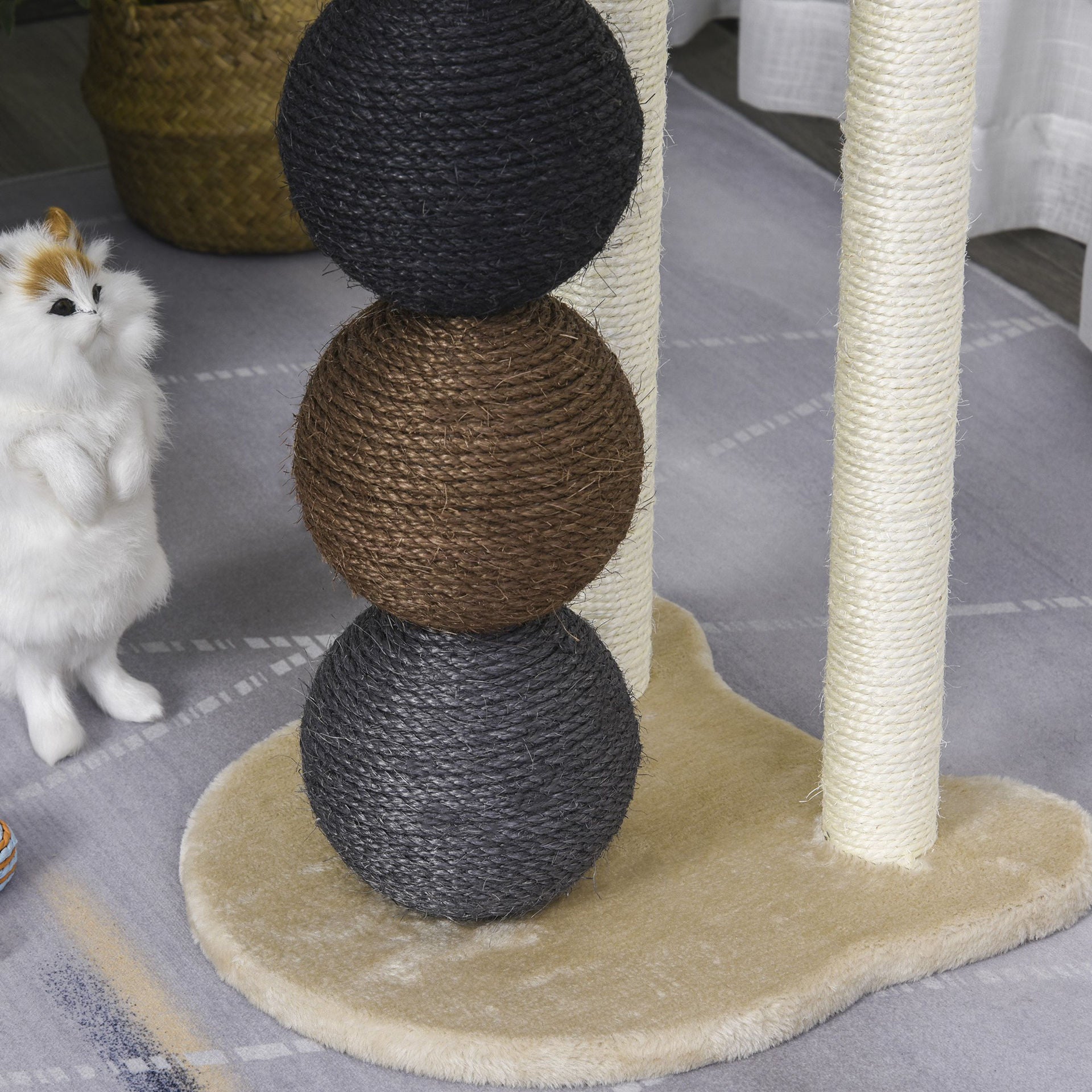 Nancy's Douze Krabpaal - Kattenpaal - Kattenkrabpaal met platform - Beige - ± 40 x 40 x 65 cm