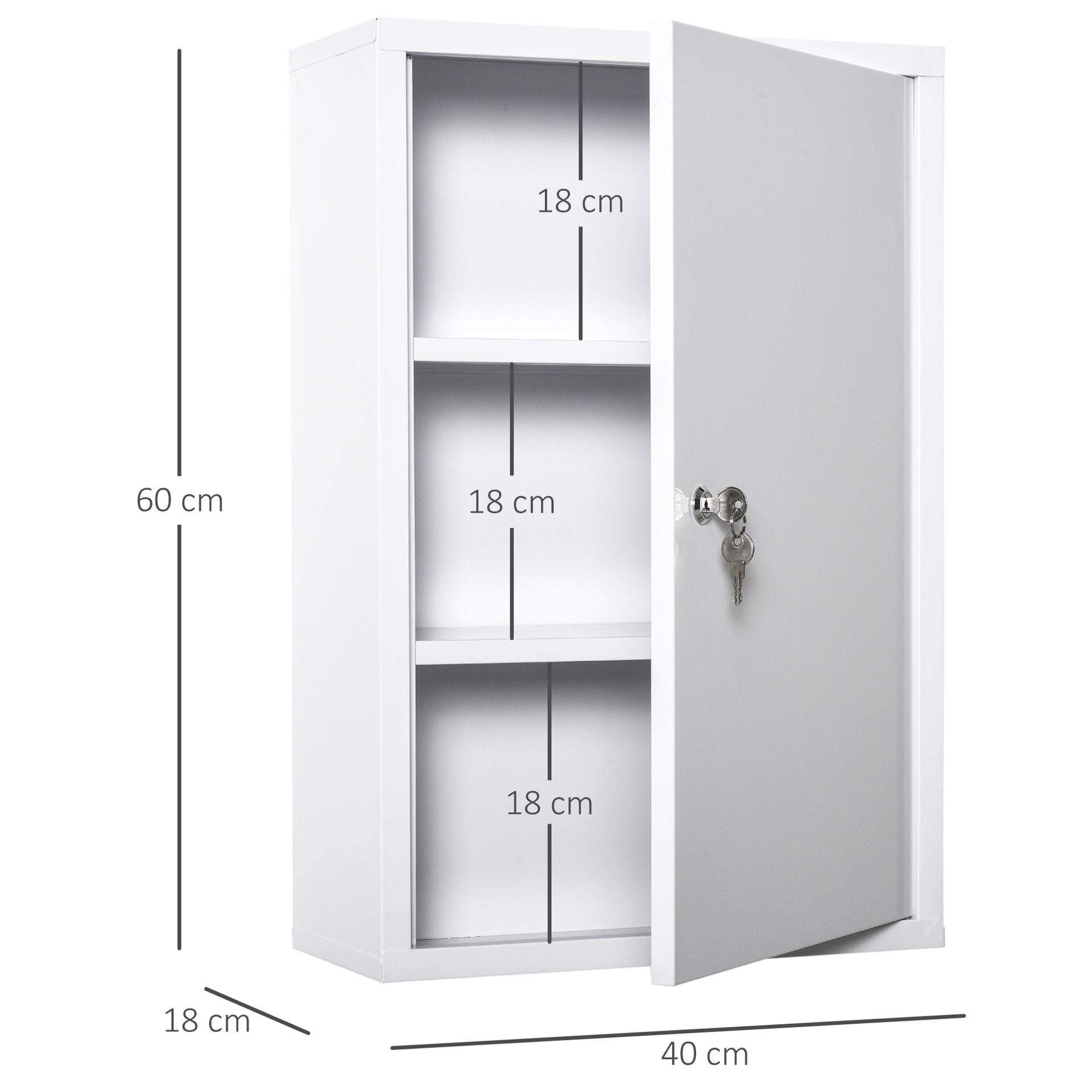 Nancy's Jimmy Cut Medicine Cabinet - White - Steel - 15.74 cm x 7.08 cm x 23.62 cm