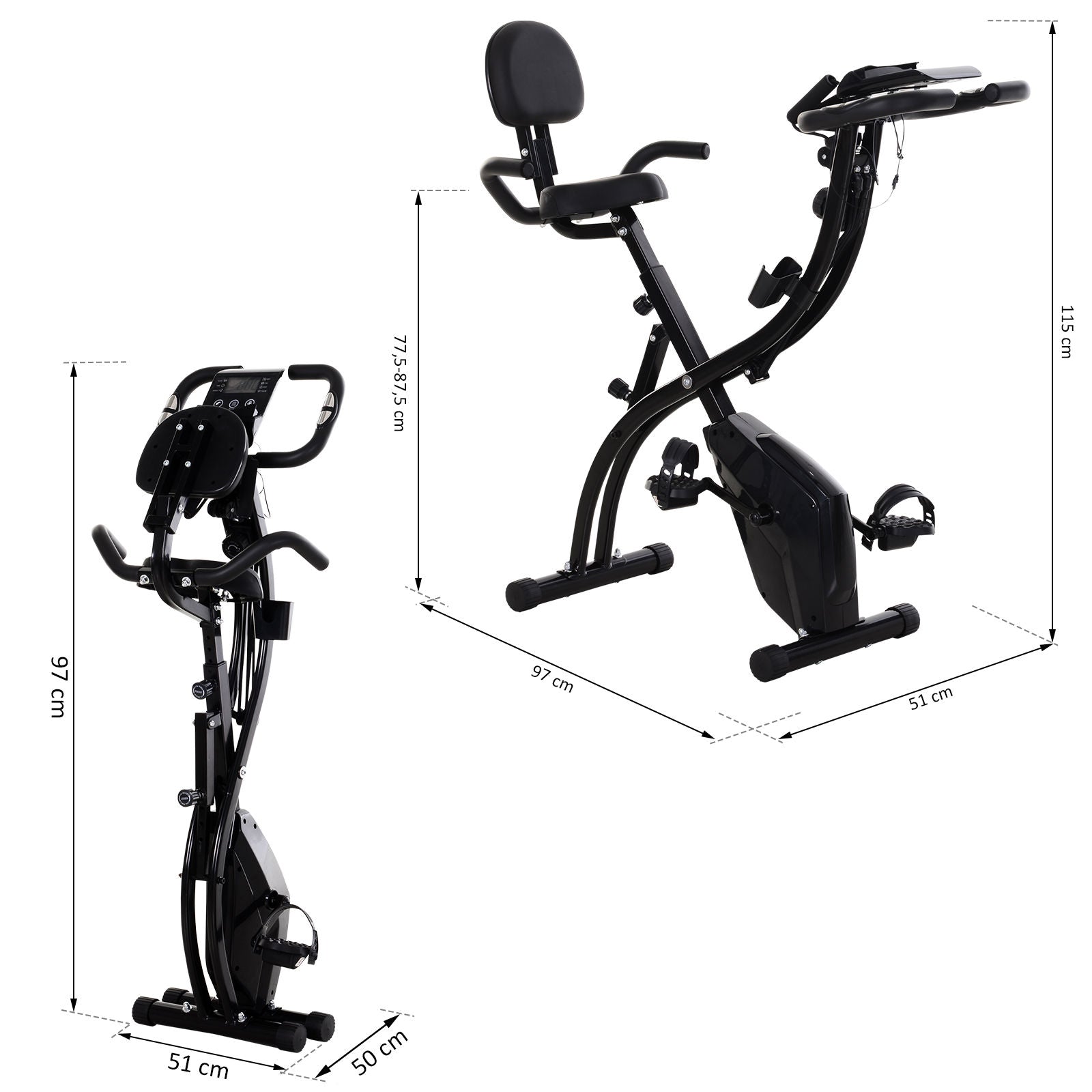 Nancy's Na Luum Hometrainer - Fietstrainer - Verstelbare Weerstand en hoogte - LCD-Monitor - Zwart