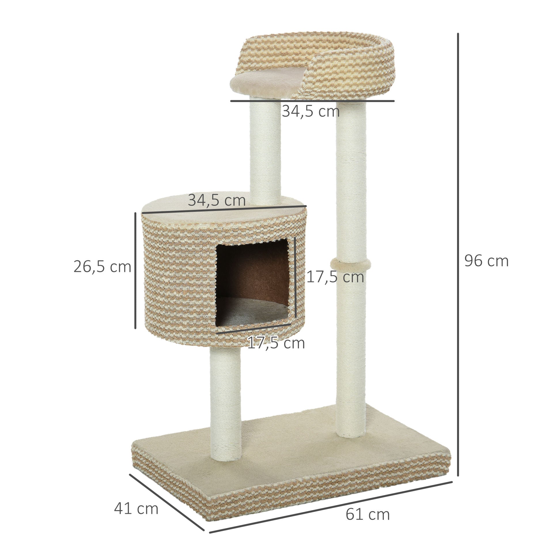 Nancy's Kitty Krabpaal - Klimboom - Kattenhuis - Pluche - Beige - ± 60 x 40 x 95 cm